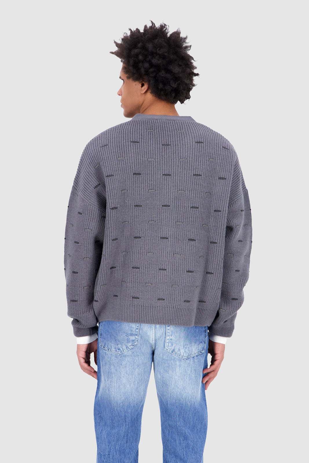 Open Knit Cardigan - Grey