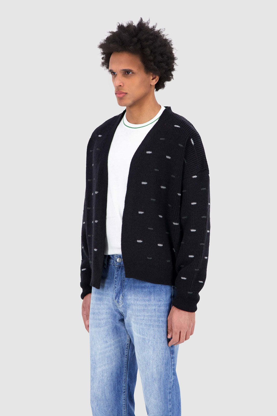 Open Knit Cardigan - Black