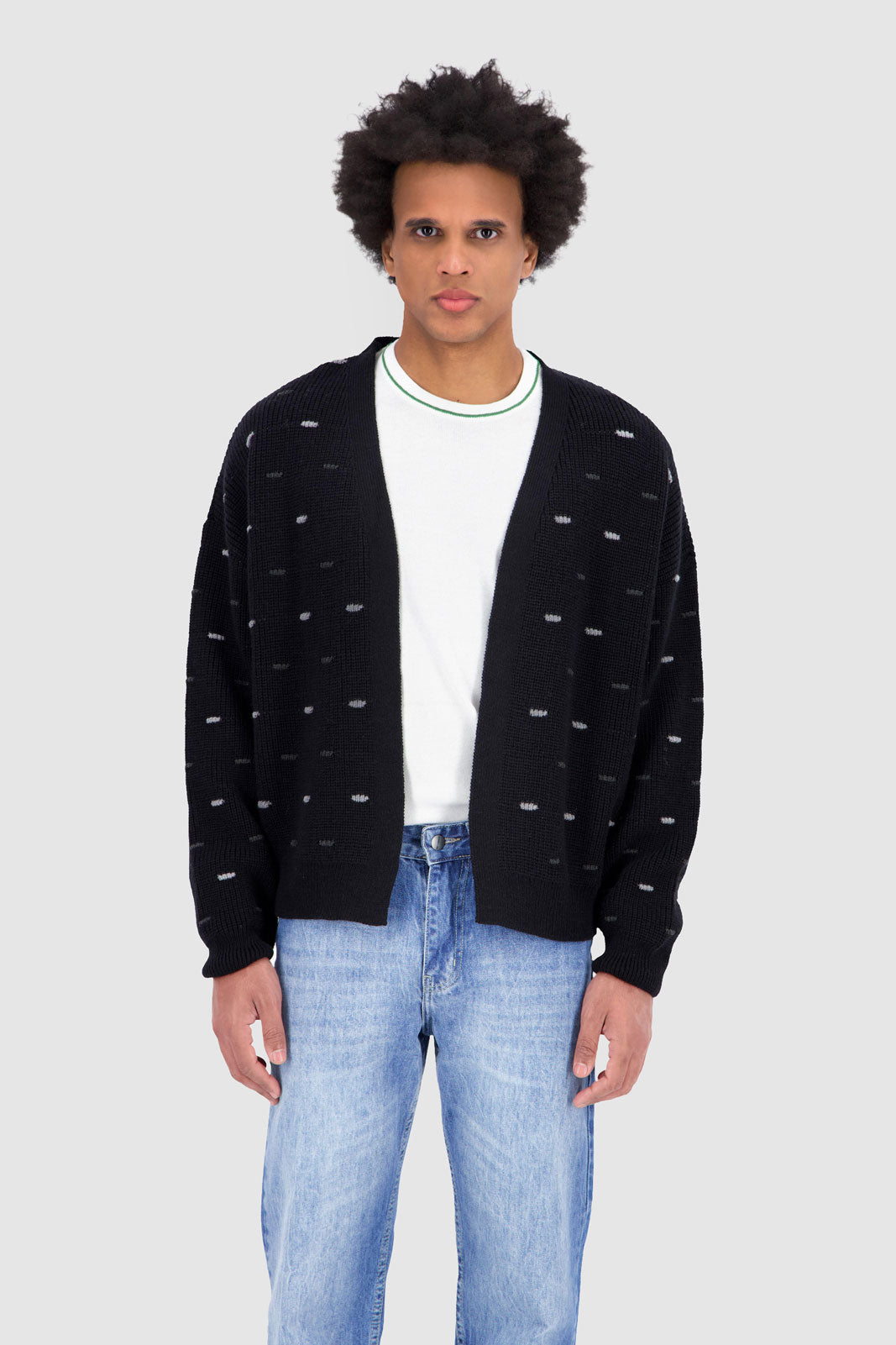 Open Knit Cardigan - Black