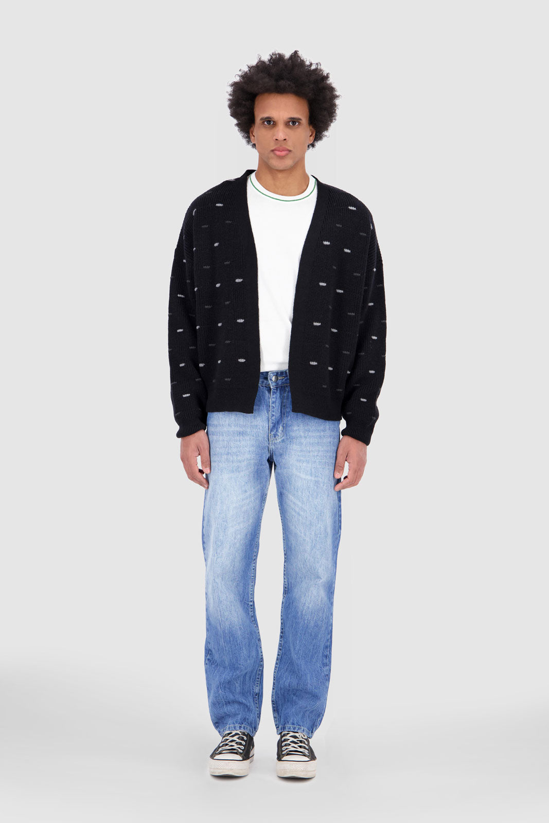 Open Knit Cardigan - Black