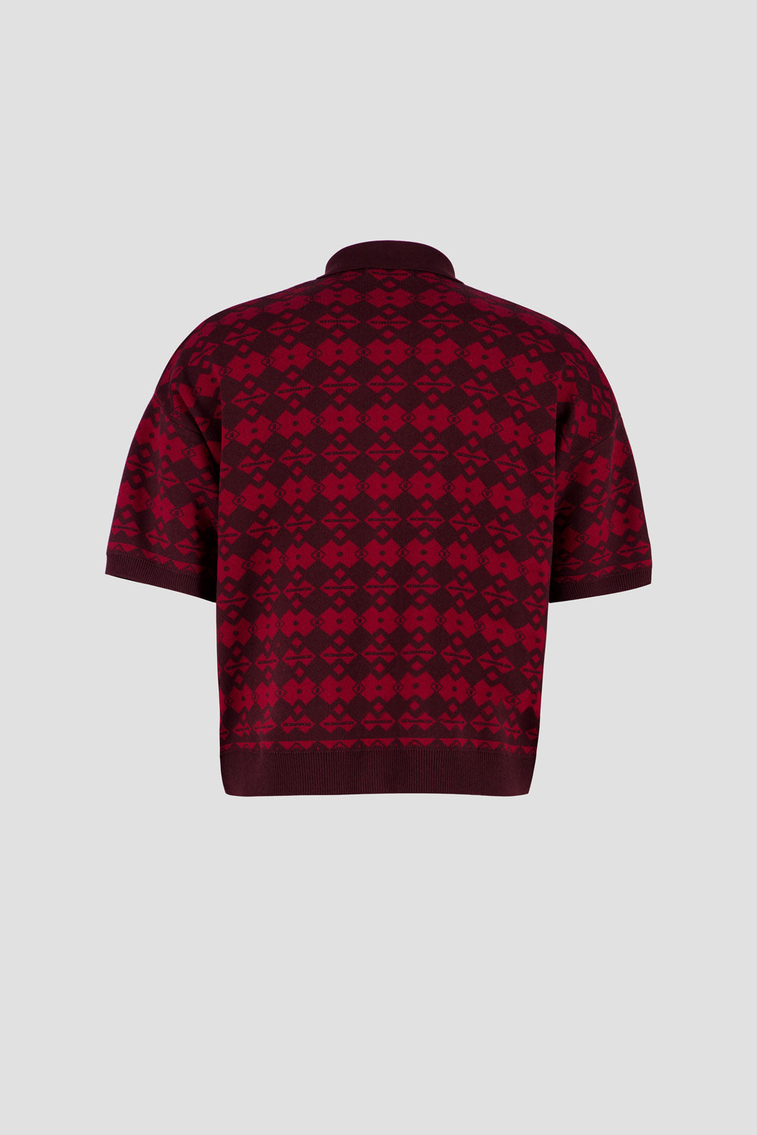 Button Down Polo - Red Jacquard