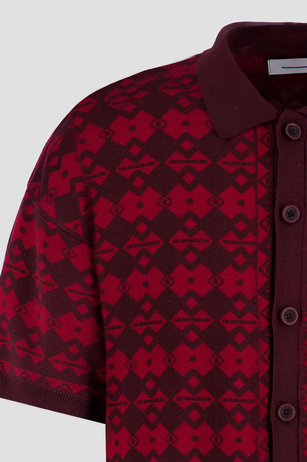 Button Down Polo - Red Jacquard
