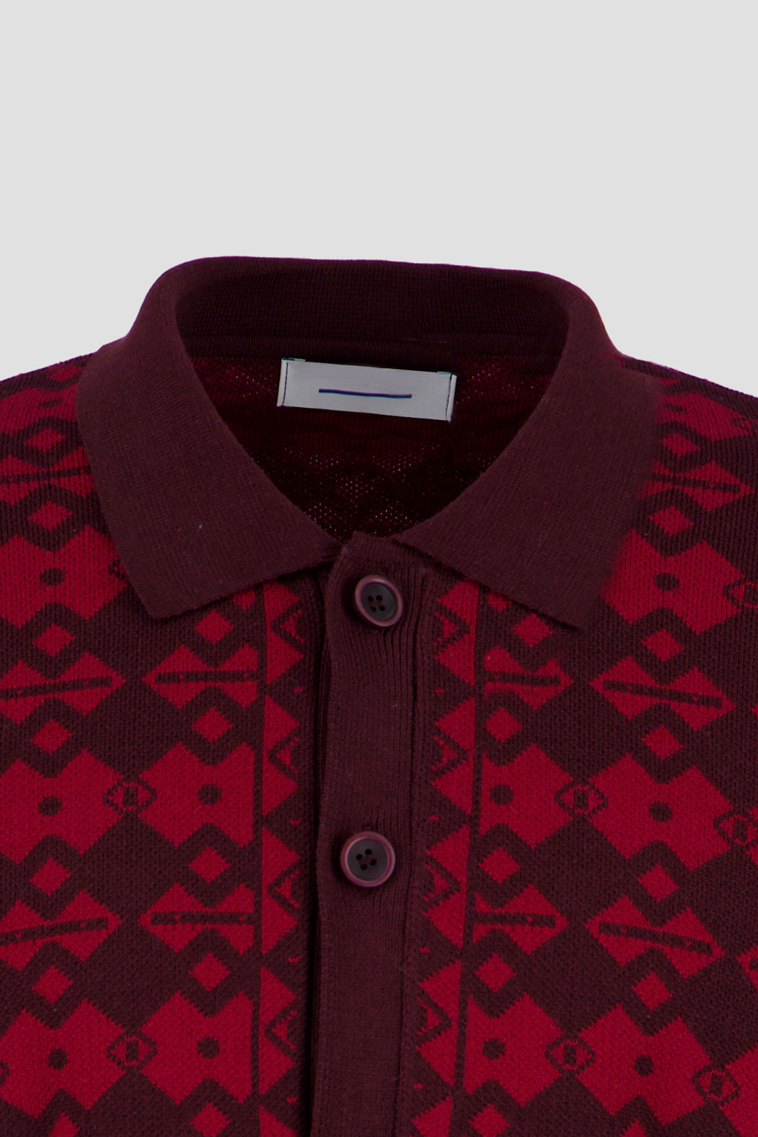 Button Down Polo - Red Jacquard