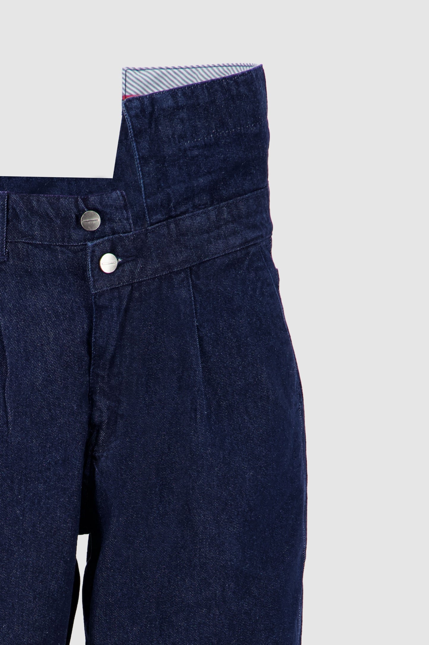 Fold Over Waistband Jeans - Midnight Blue