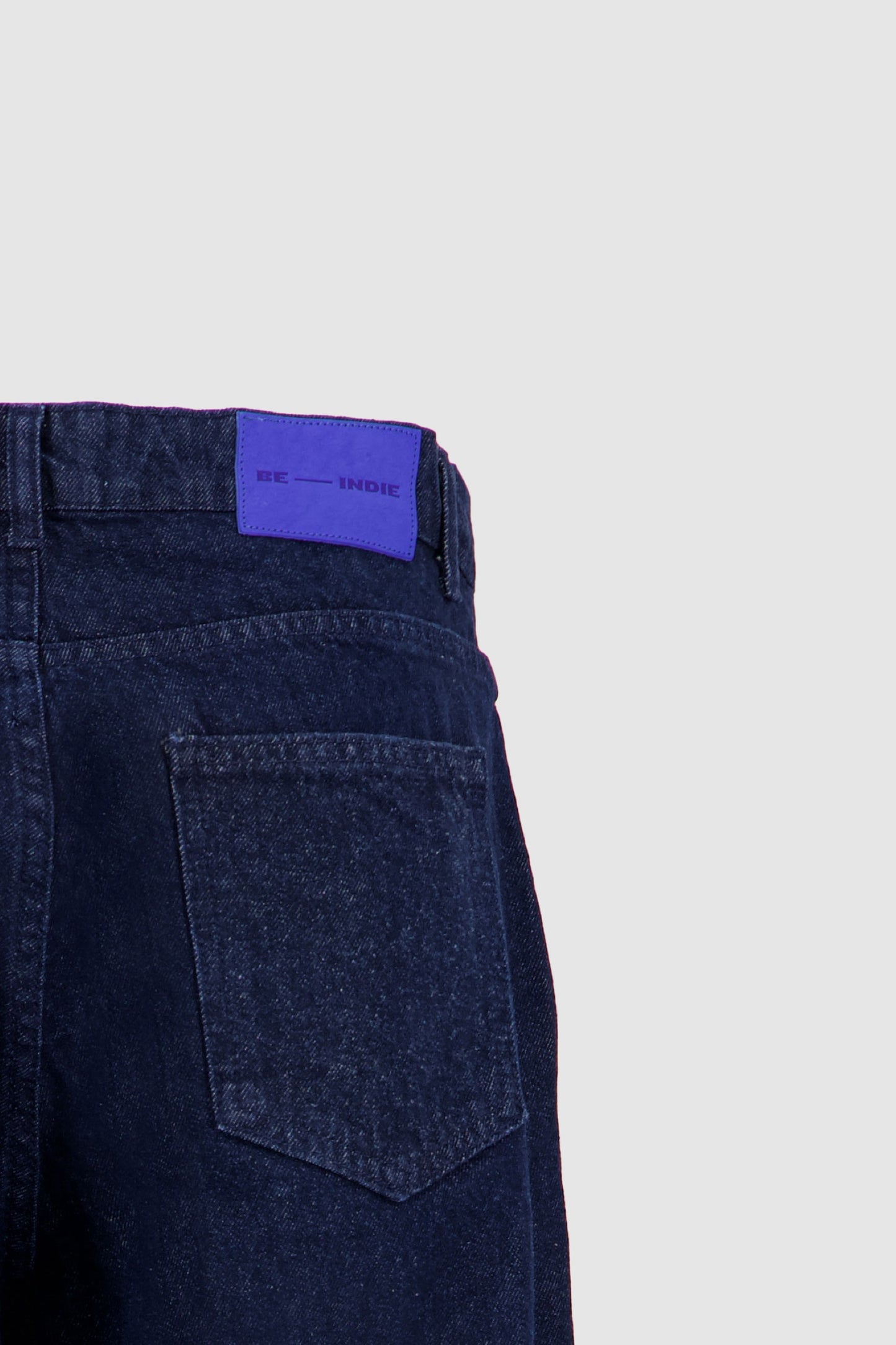 Fold Over Waistband Jeans - Midnight Blue