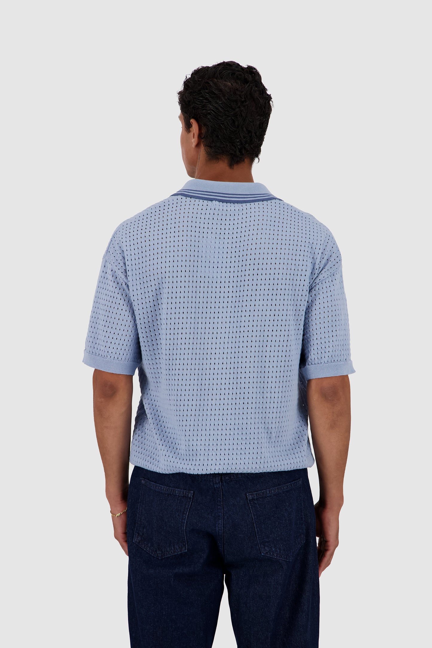 Knitted Polo -Baby Blue