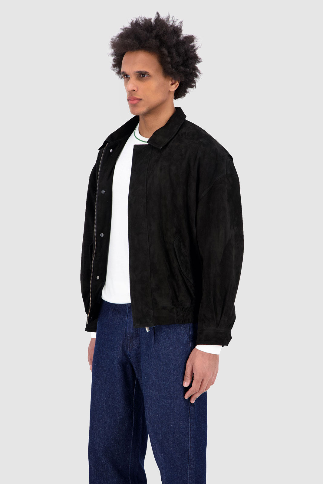 Bomber Suede Jacket -Black