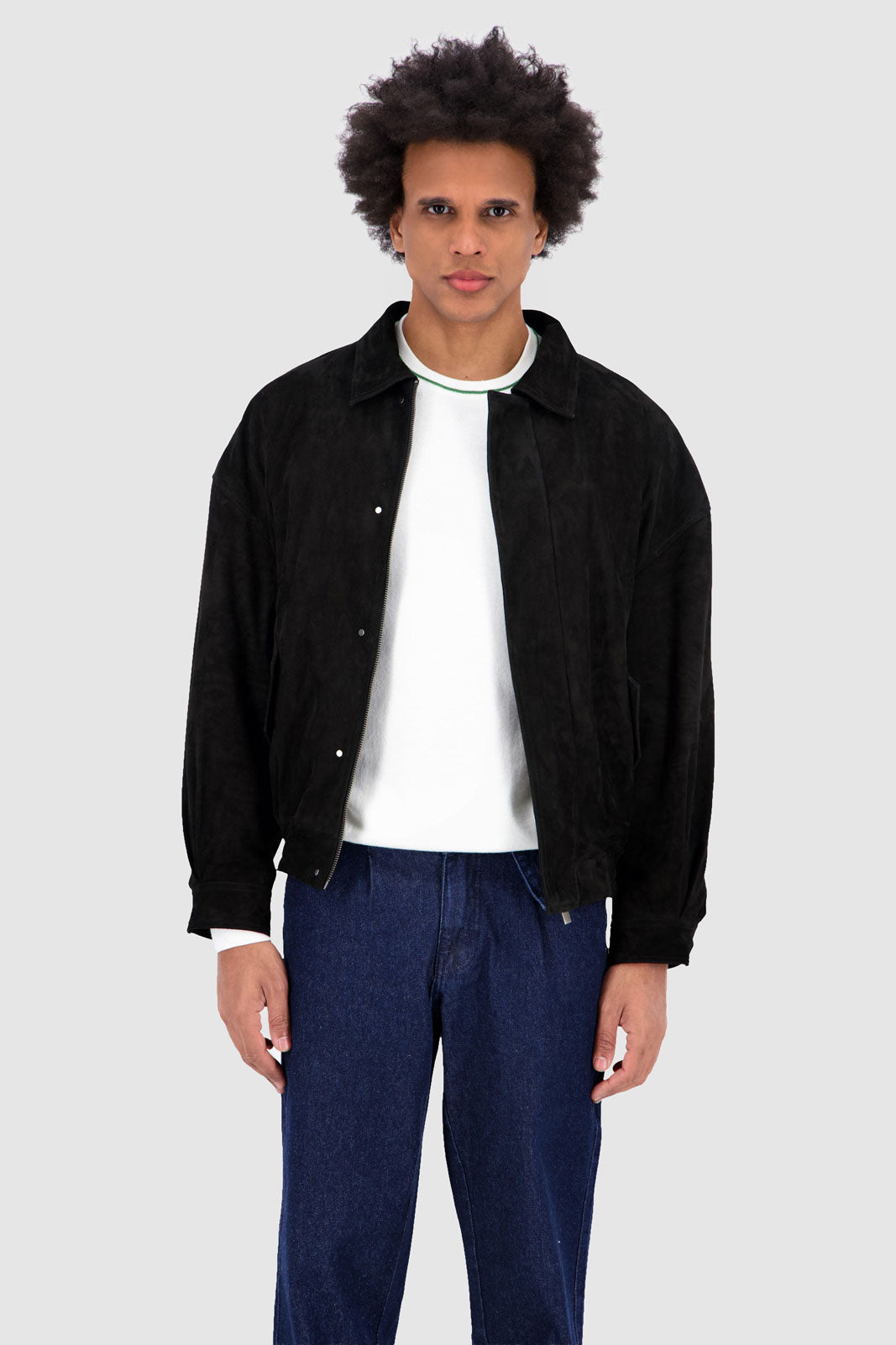 Bomber Suede Jacket -Black