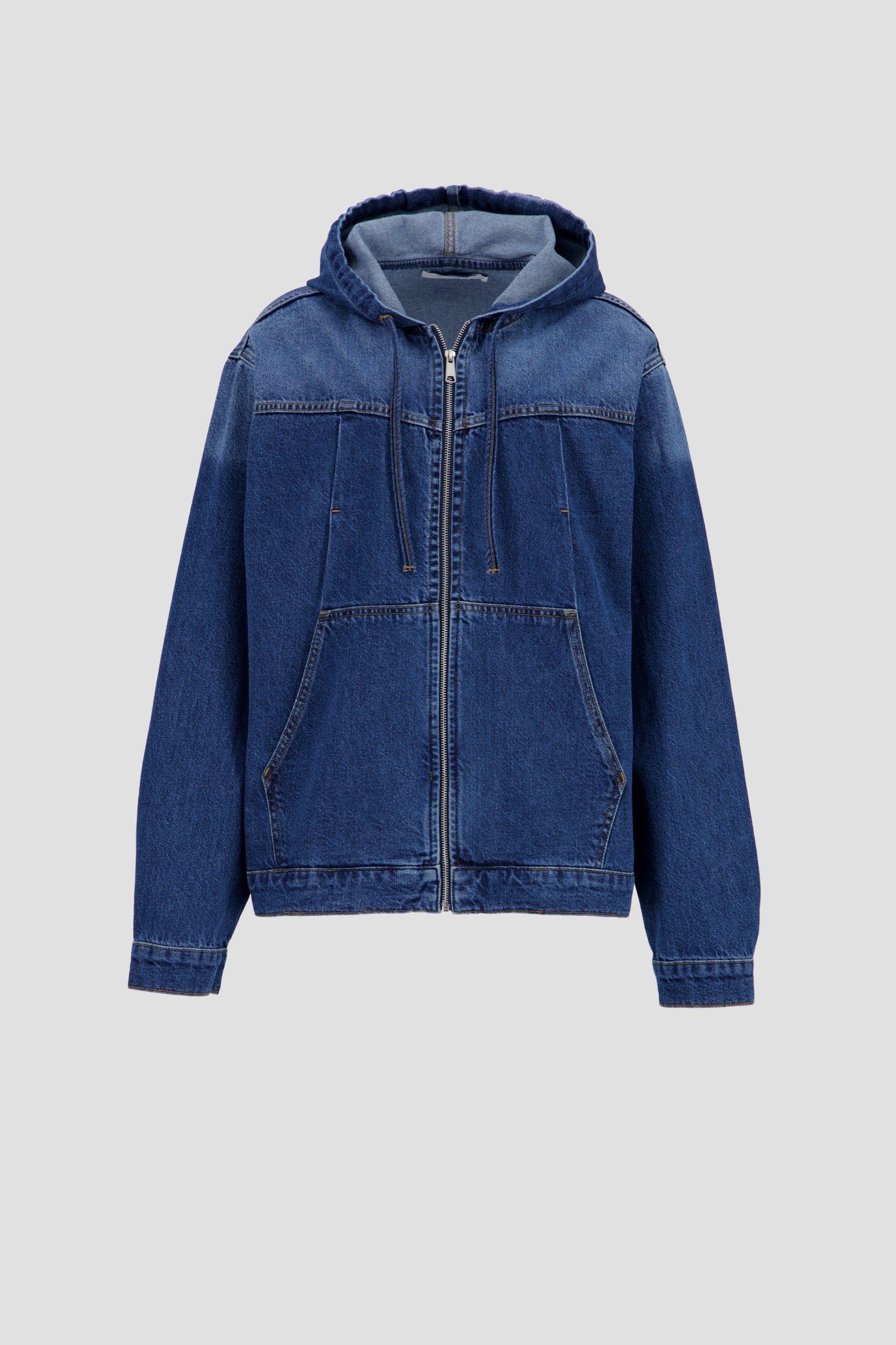 Denim Zip Up Hoodie - Blue