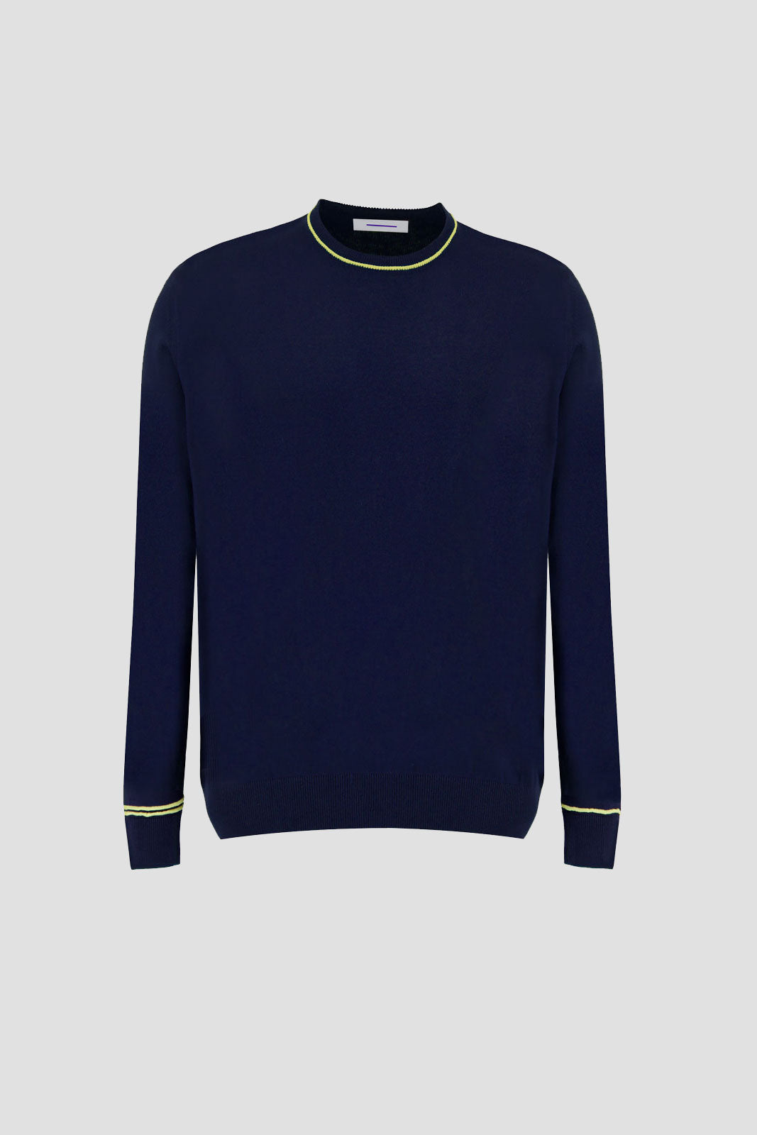 Long Sleeves Contrast T-Shirt - Navy With Yellow