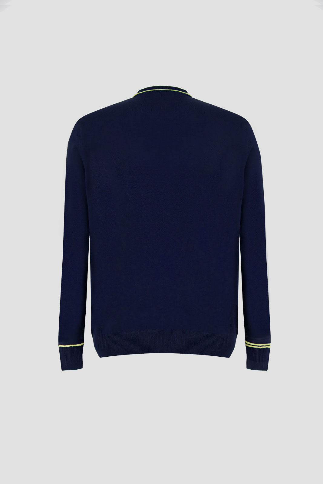 Long Sleeves Contrast T-Shirt - Navy With Yellow
