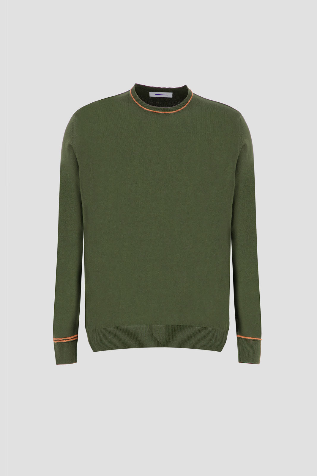 Long Sleeves Contrast T-Shirt - Olive With Orange