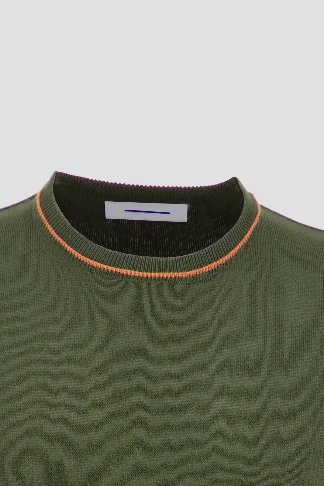 Long Sleeves Contrast T-Shirt - Olive With Orange