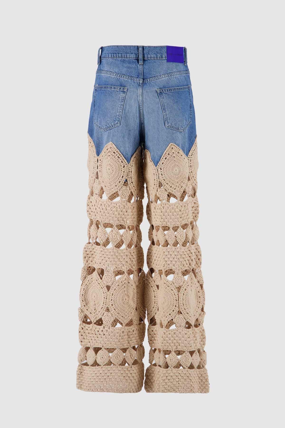 Denim Jeans with Crochet -Cream