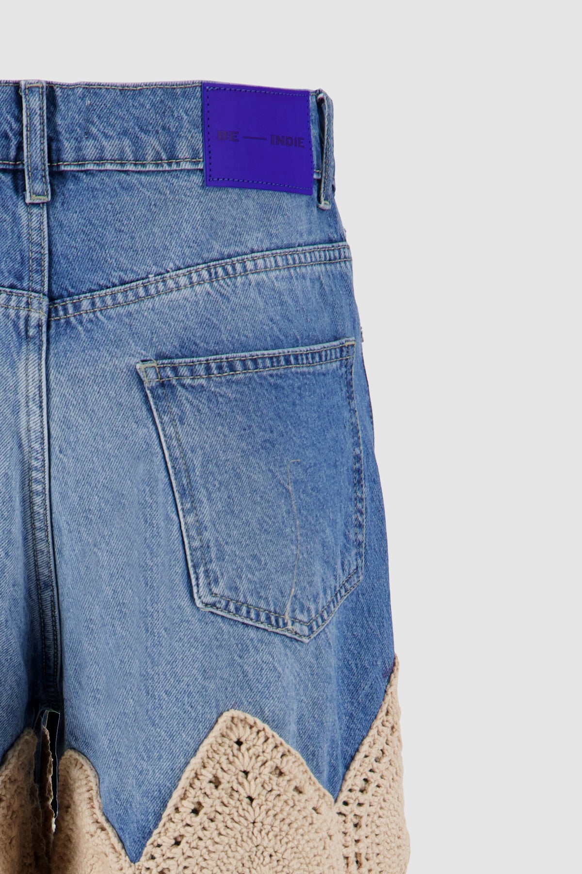 Denim Jeans with Crochet -Cream