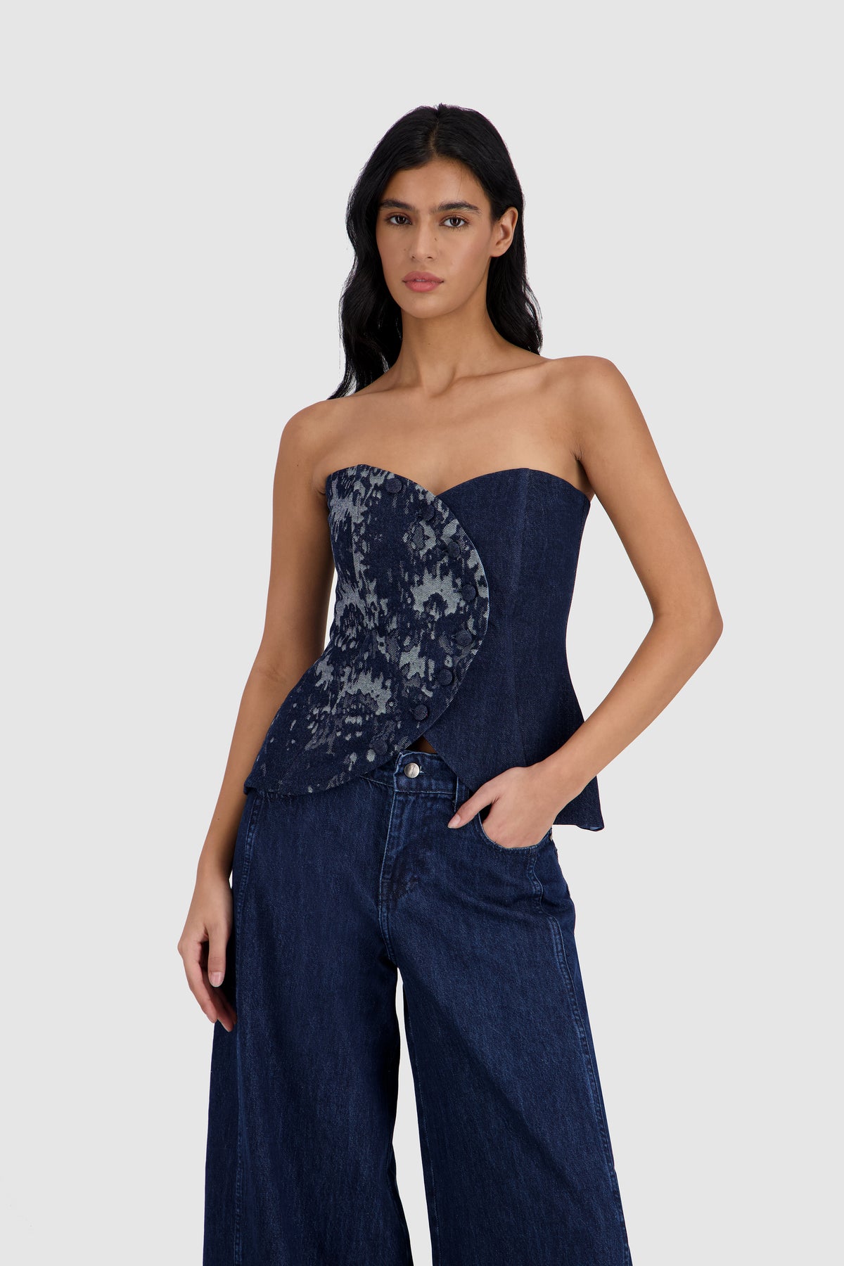 Jacquard Bustier -Midnight Blue