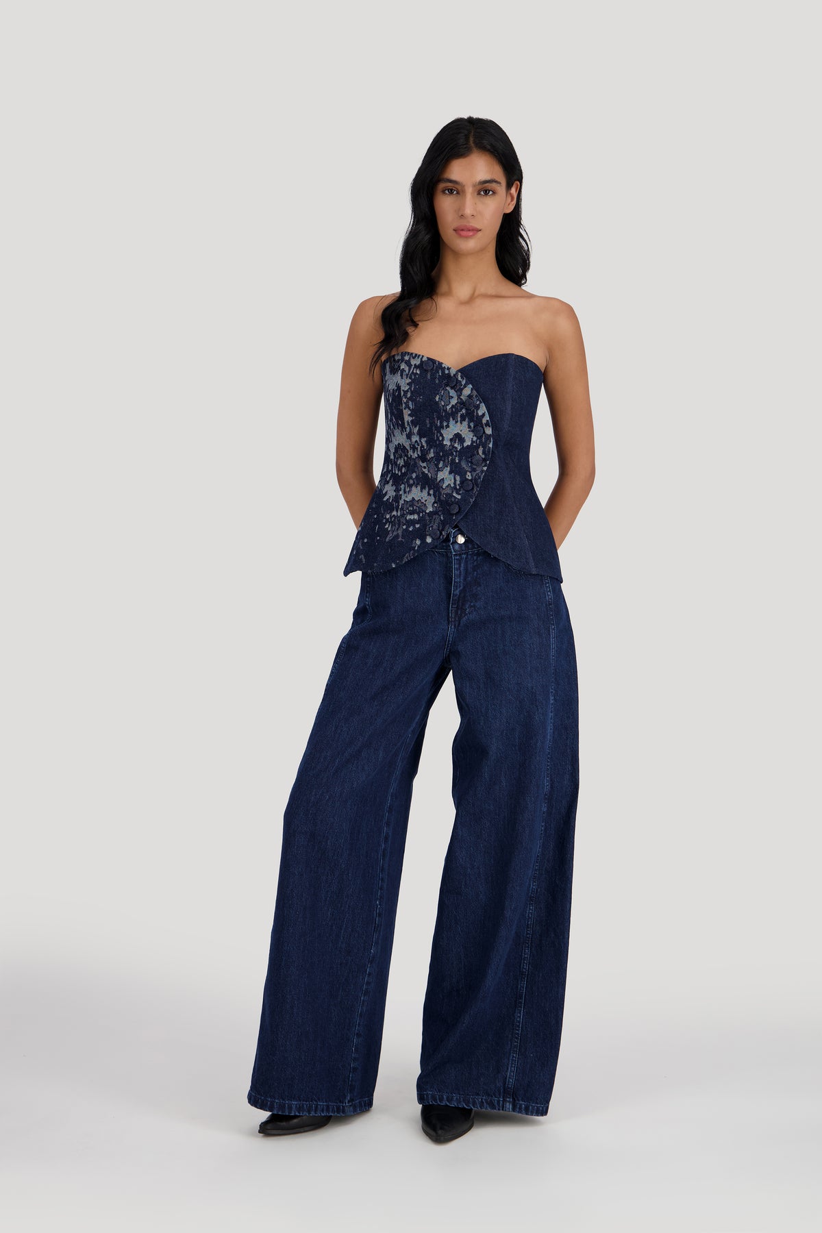 Jacquard Bustier -Midnight Blue