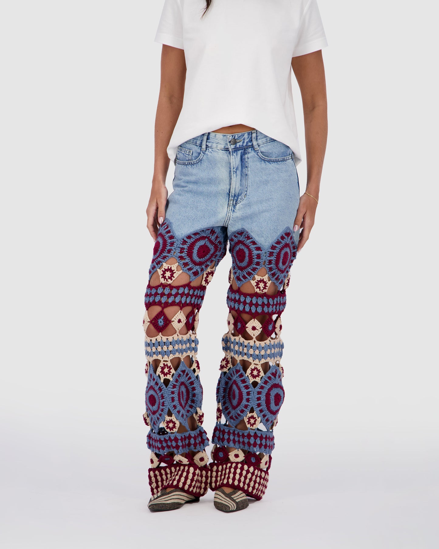 Denim Jeans With Crochet