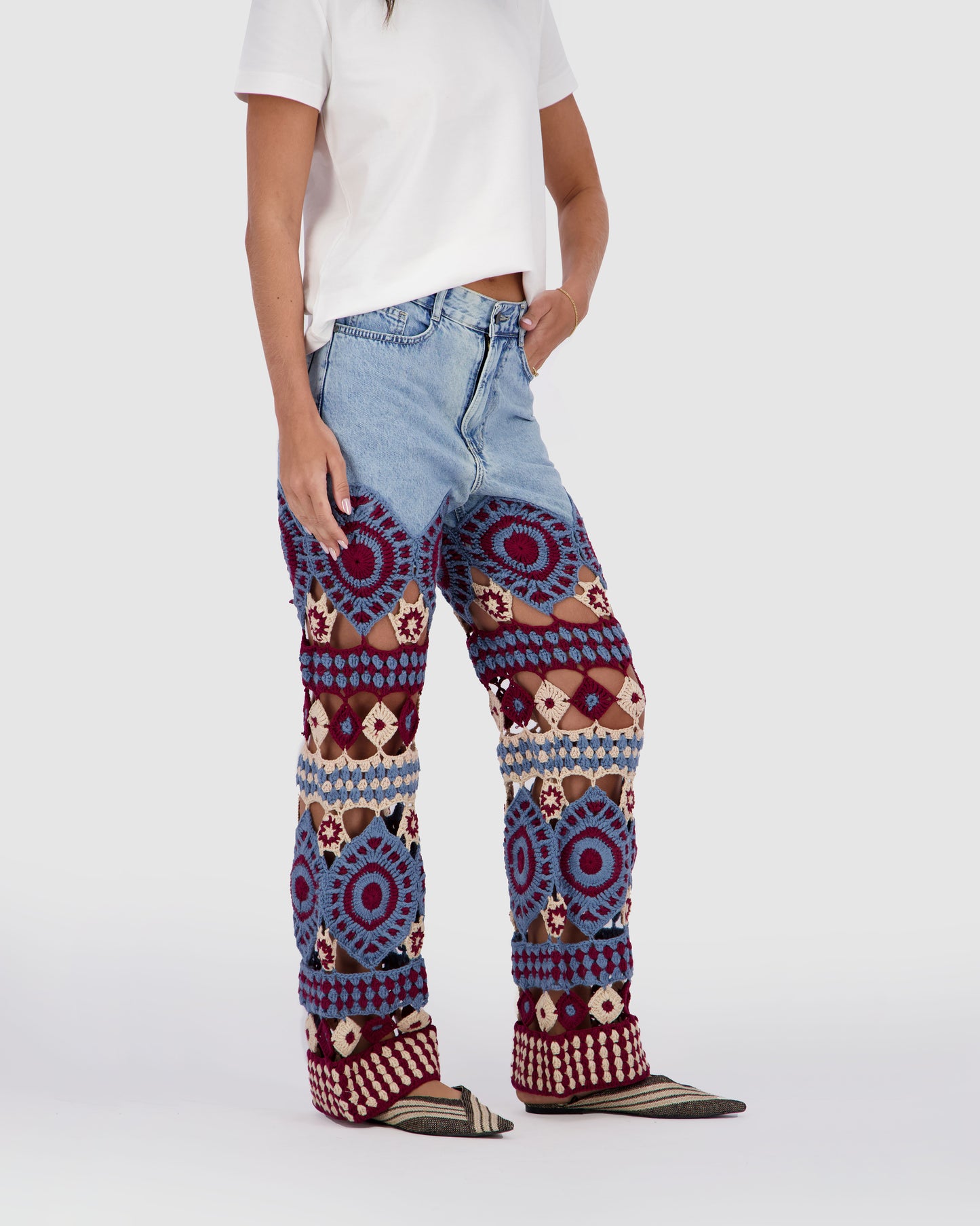 Denim Jeans With Crochet