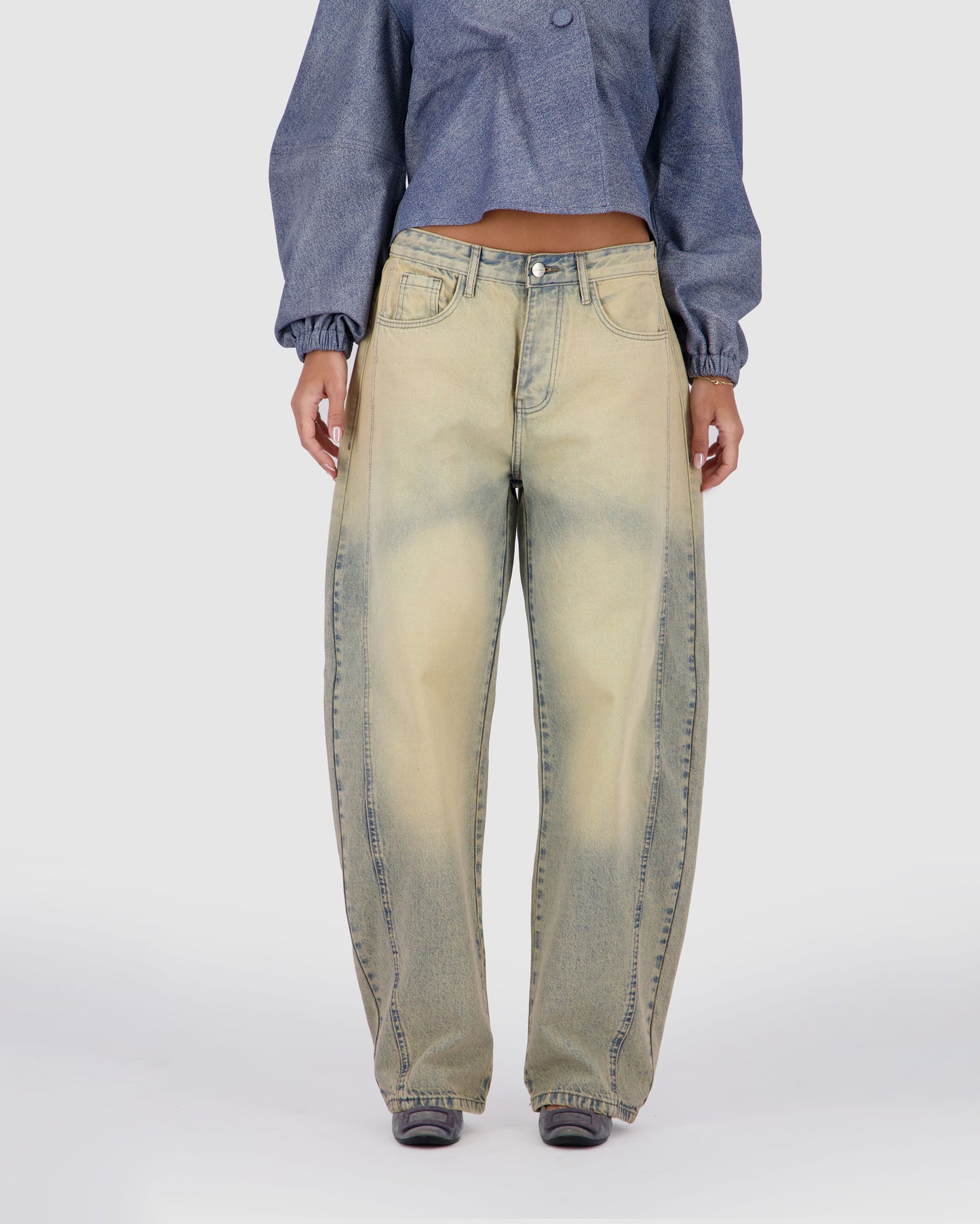 Barrel Jeans - Faded Dirty Blue Wash