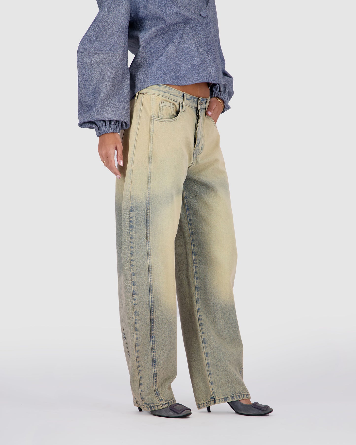 Barrel Jeans - Faded Dirty Blue Wash
