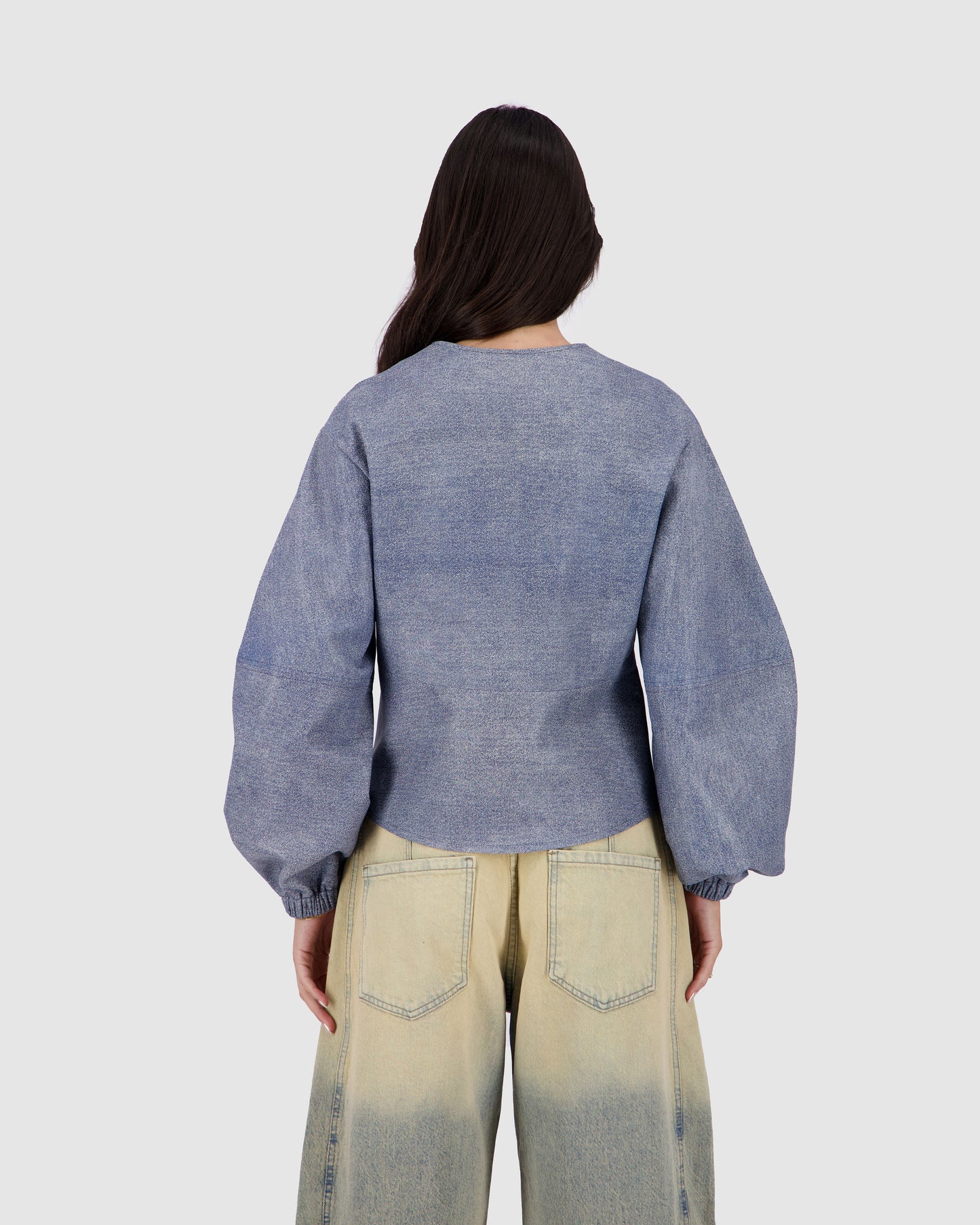 Leather Blouse - Blue Denim