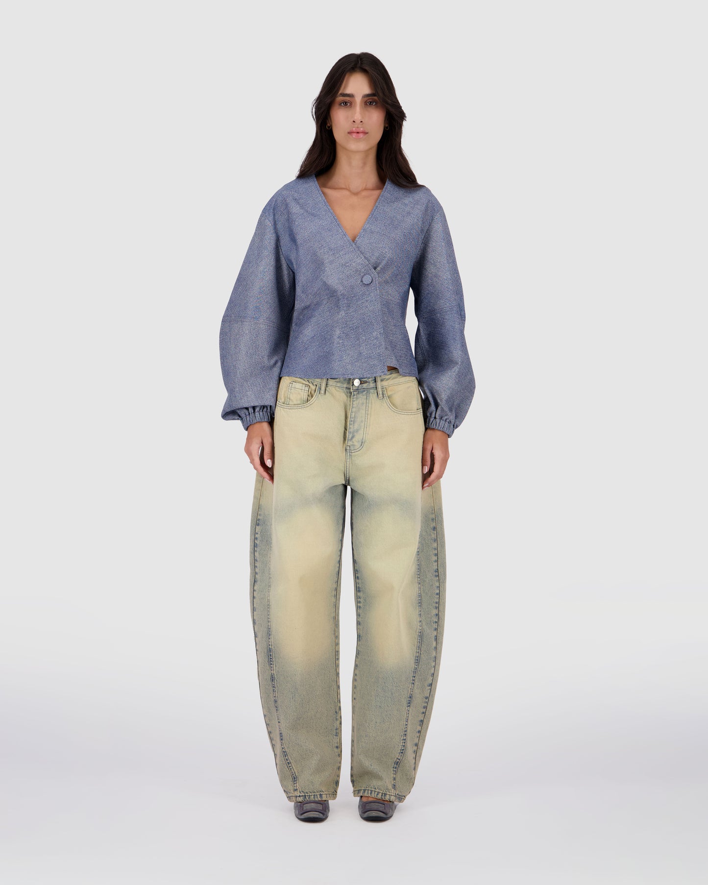 Barrel Jeans - Faded Dirty Blue Wash