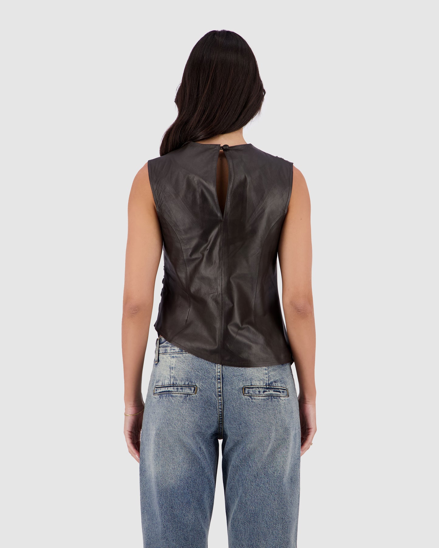 Leather Twist Top - Brown