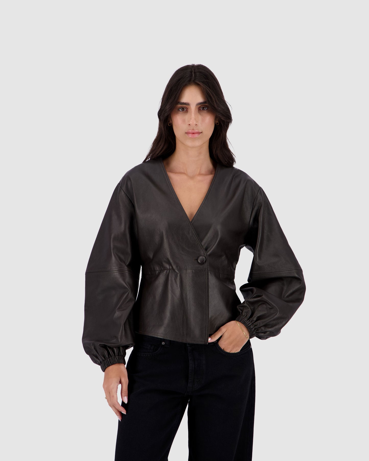 Leather Blouse - Brown