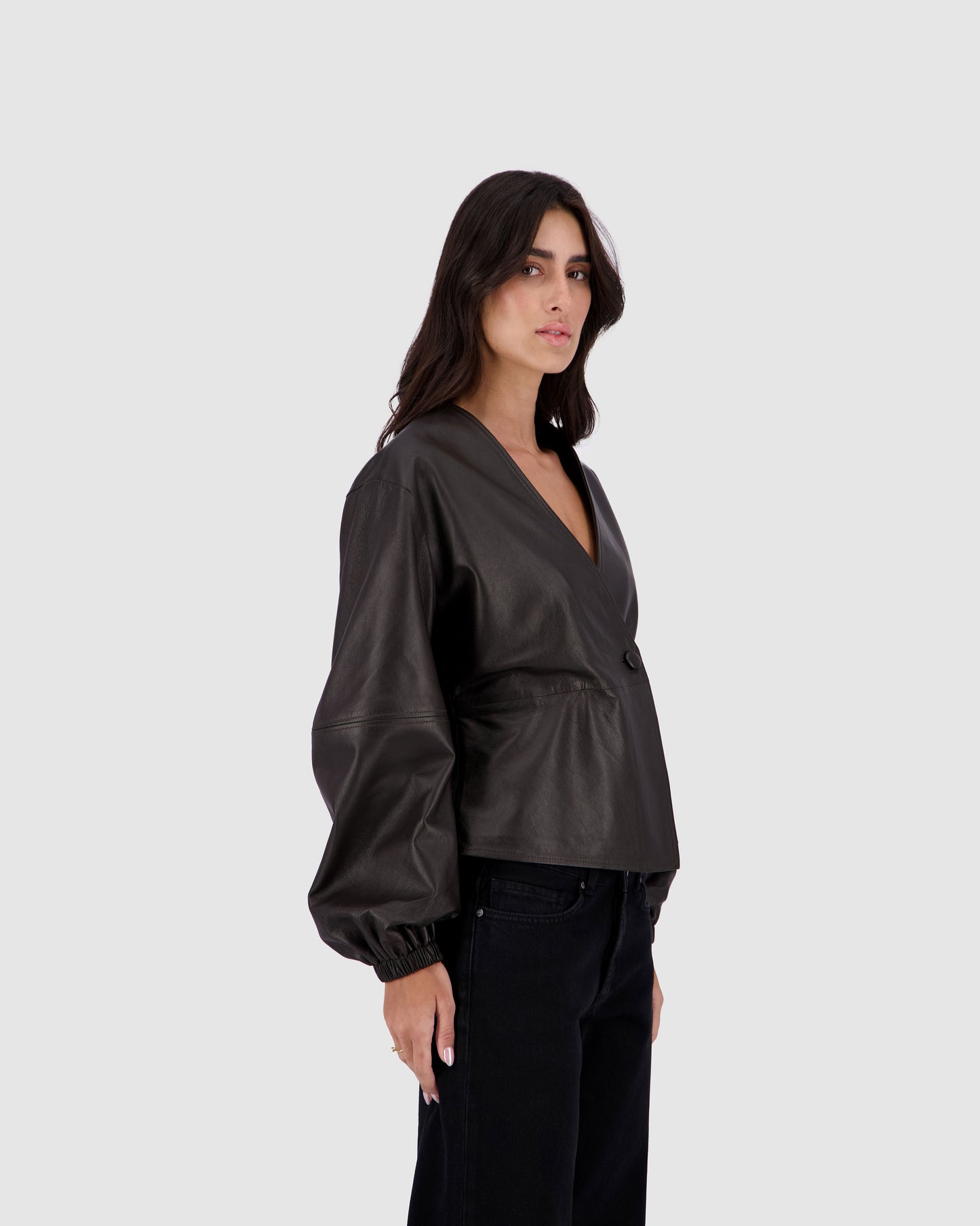 Leather Blouse - Brown