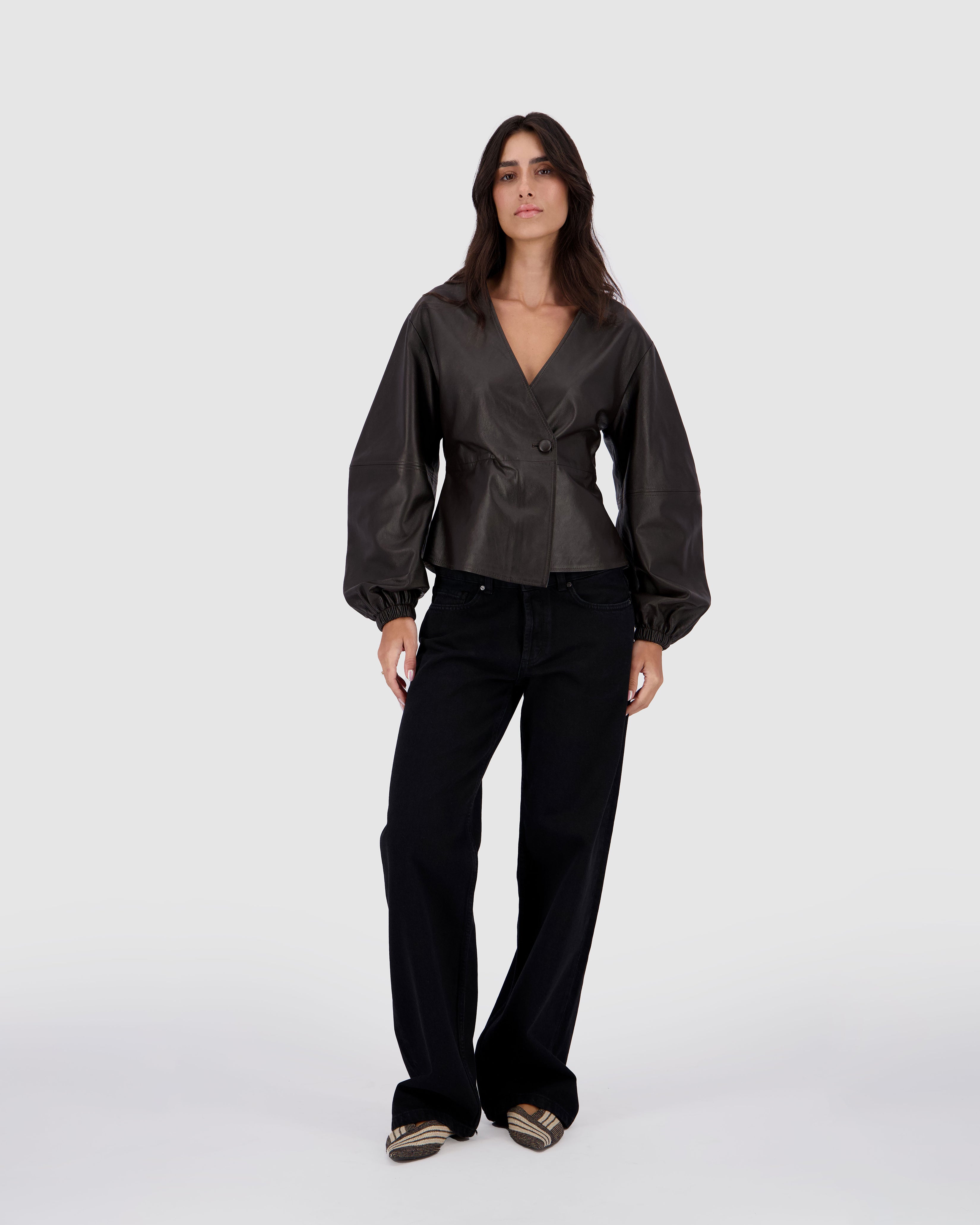 Leather Blouse - Brown