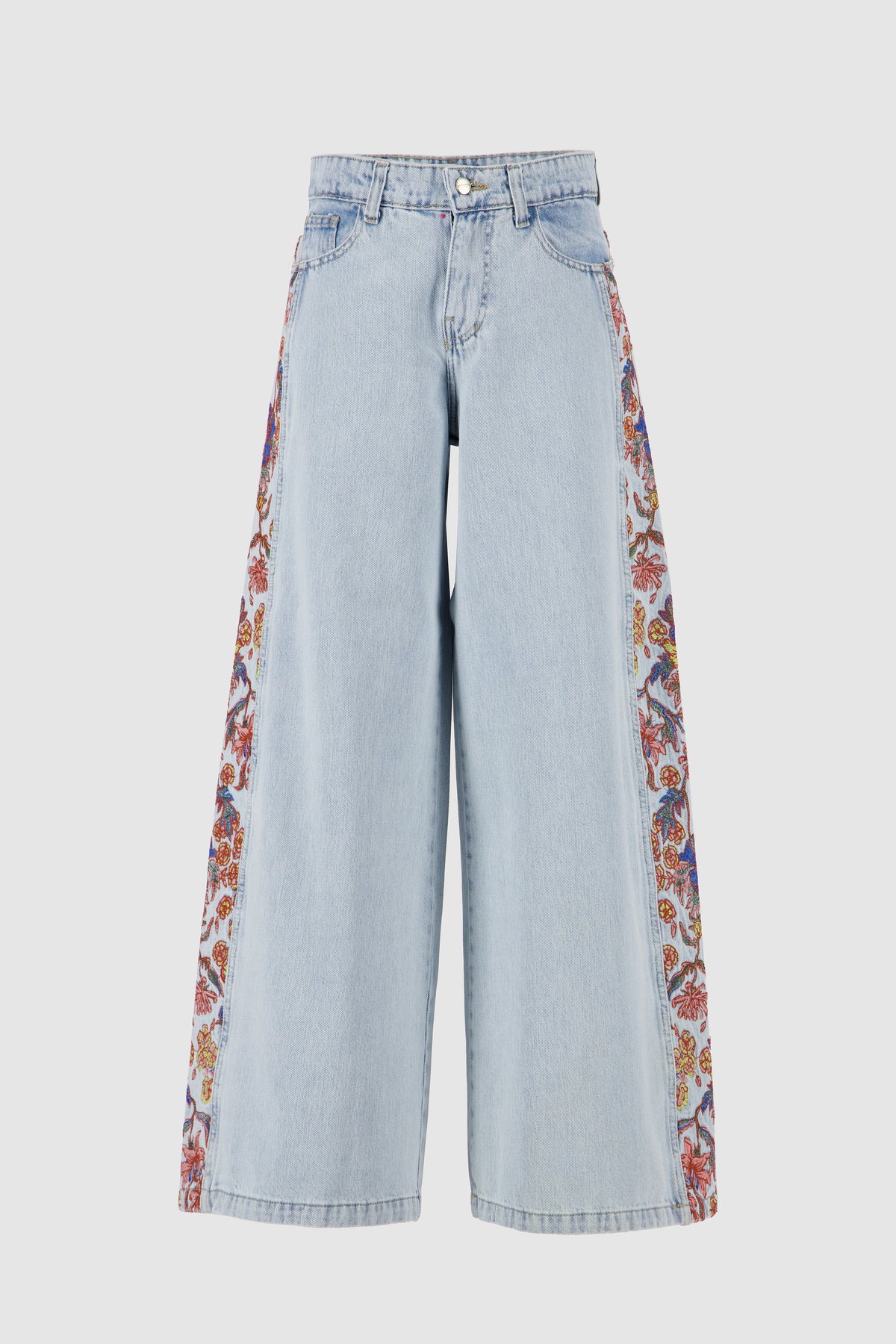 Floral Wide Leg -Ice Blue
