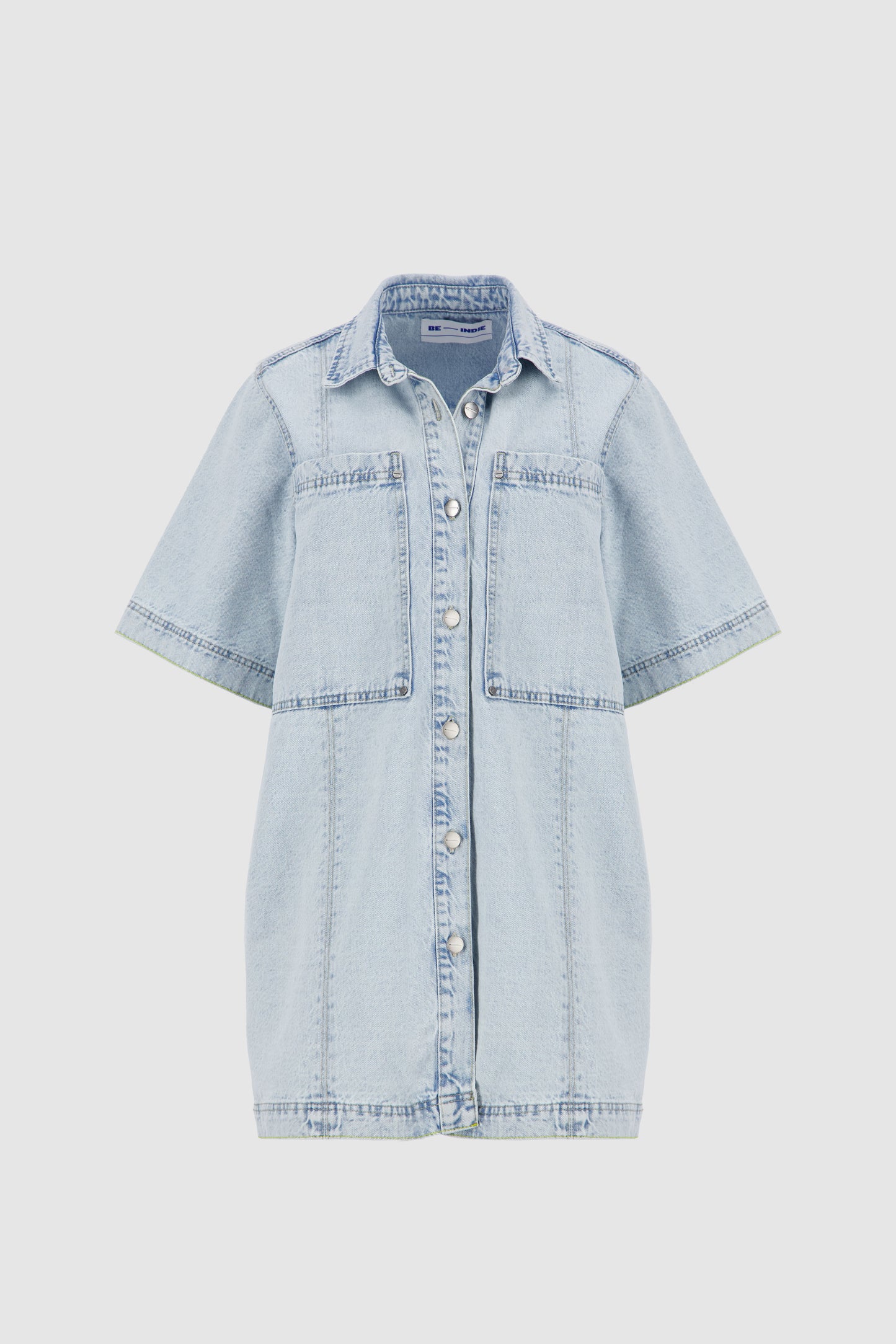 Denim Shirt Dress -Ice Blue