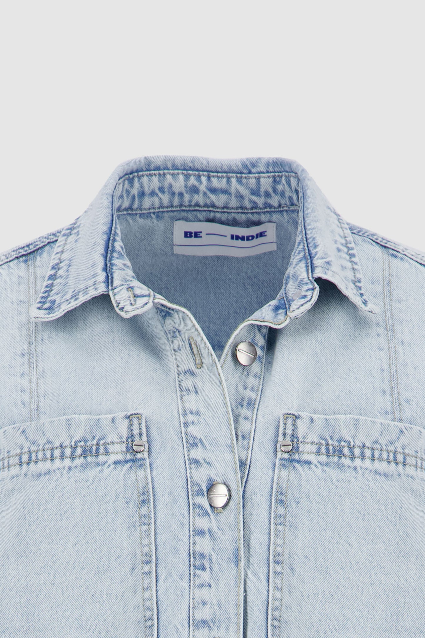 Denim Shirt Dress -Ice Blue