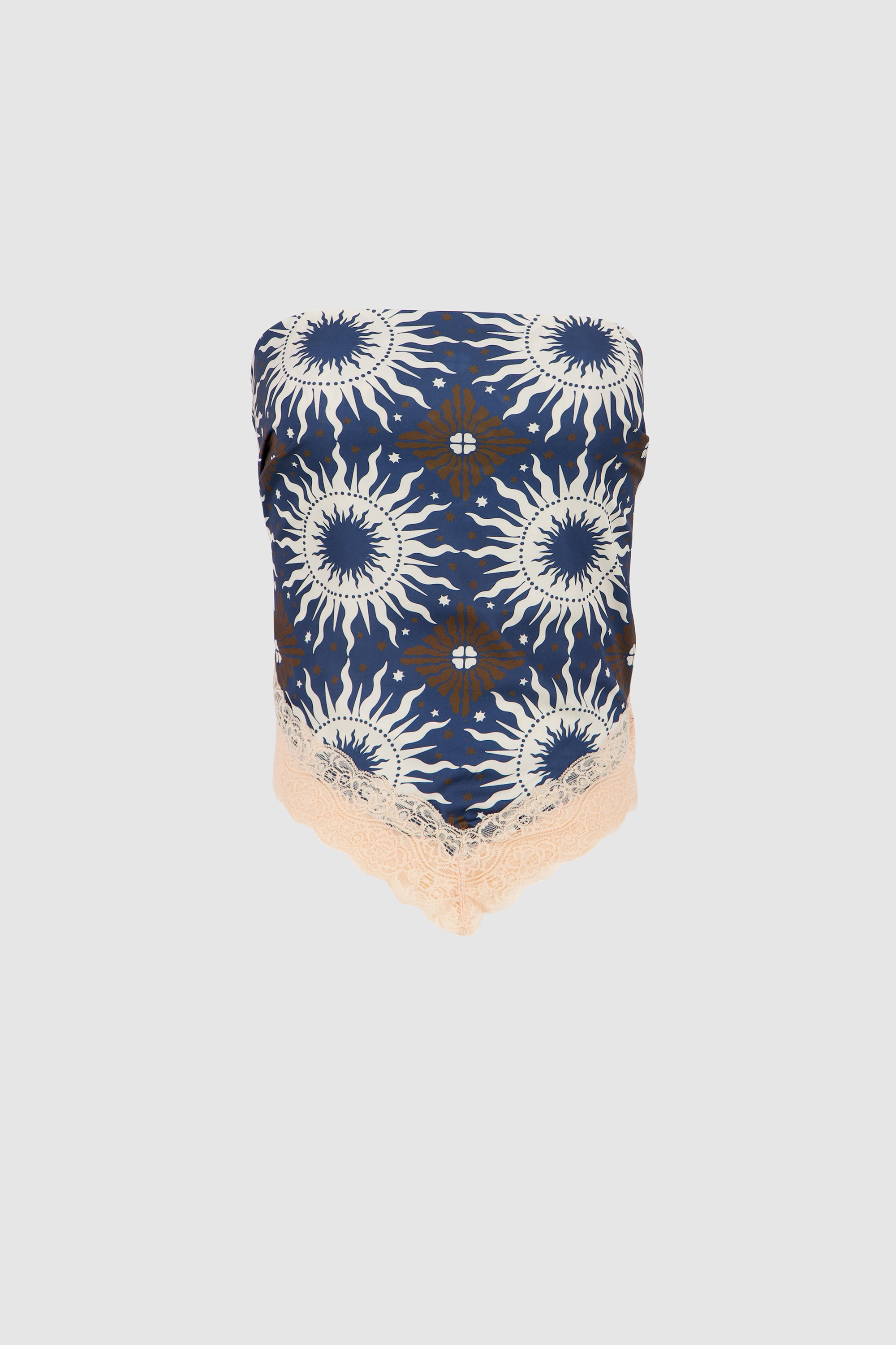 Lace Bandana Top -Blue Printed
