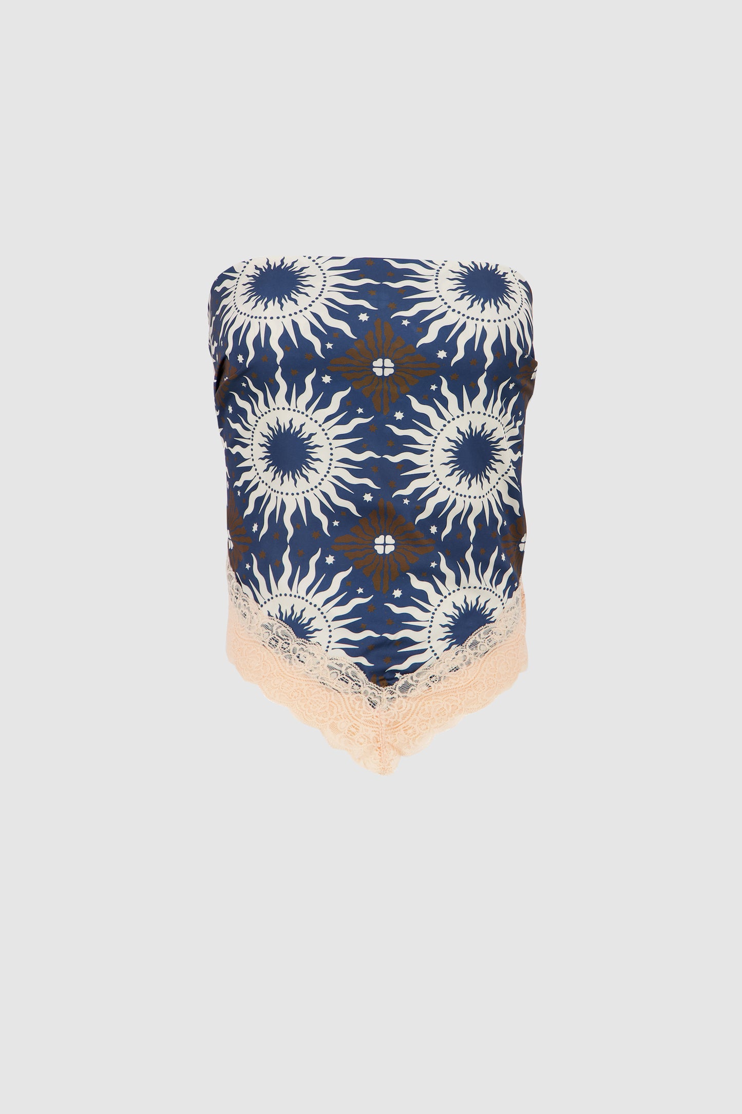 Lace Bandana Top -Blue Printed