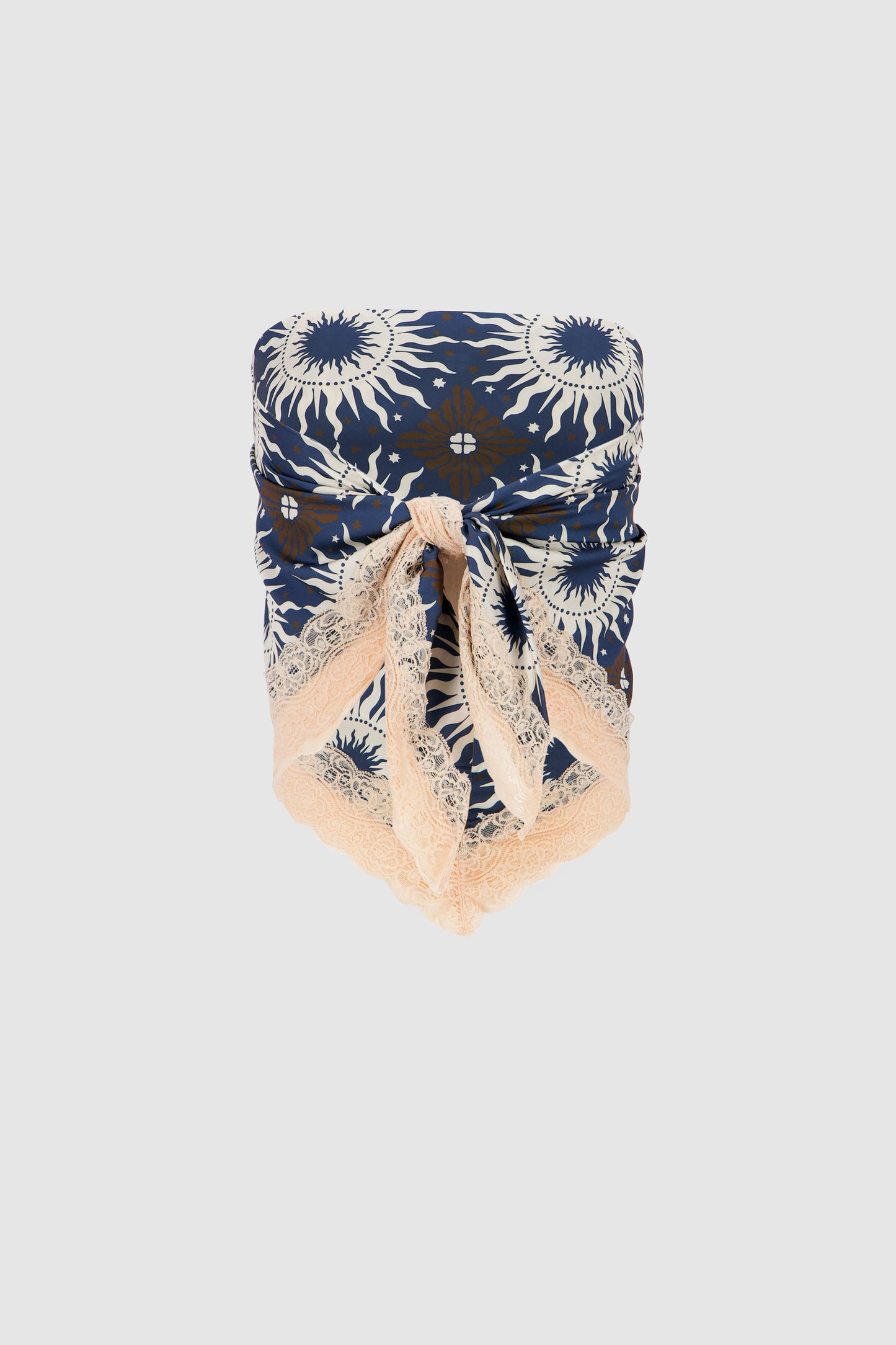 Lace Bandana Top -Blue Printed