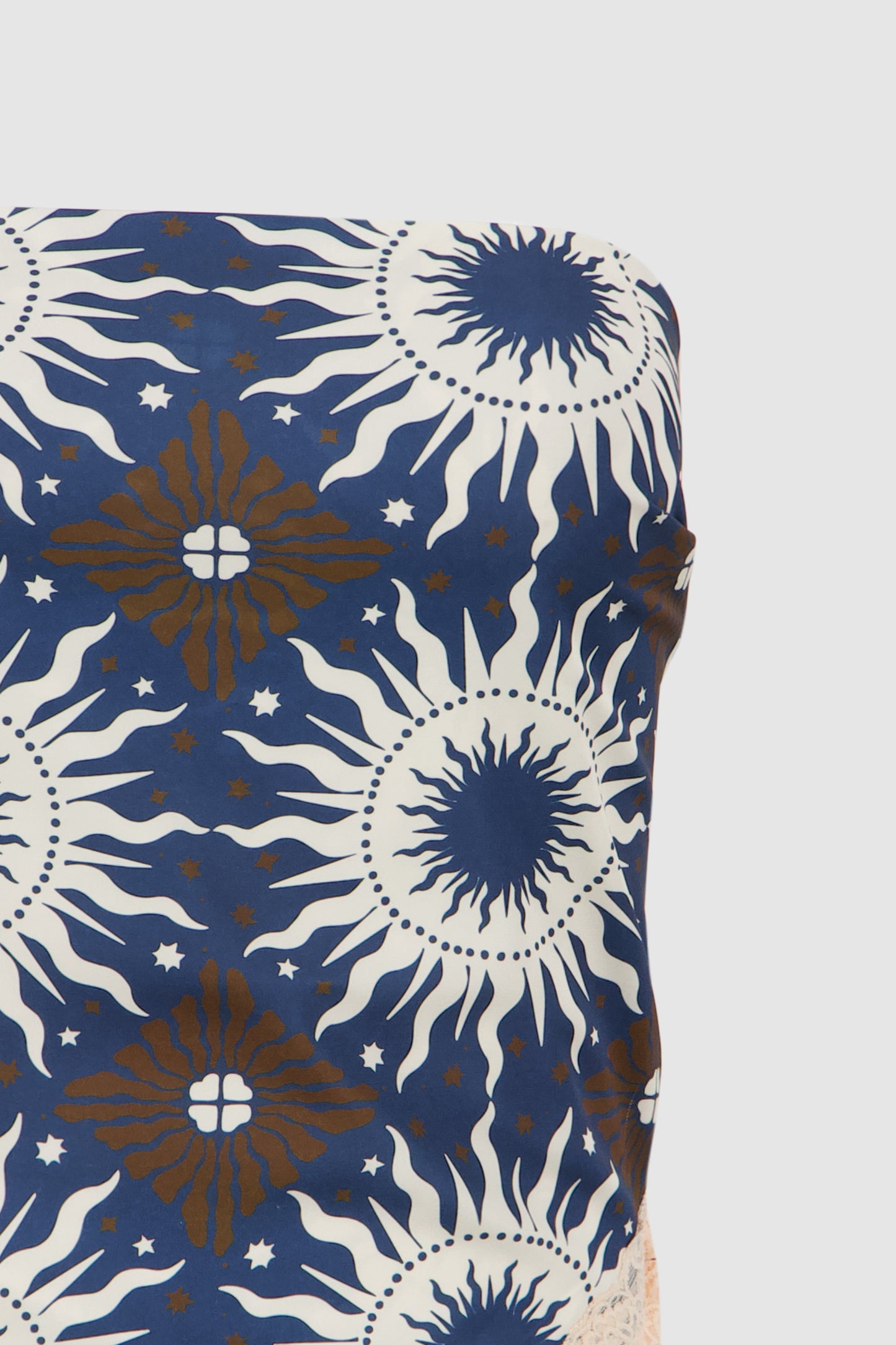 Lace Bandana Top -Blue Printed
