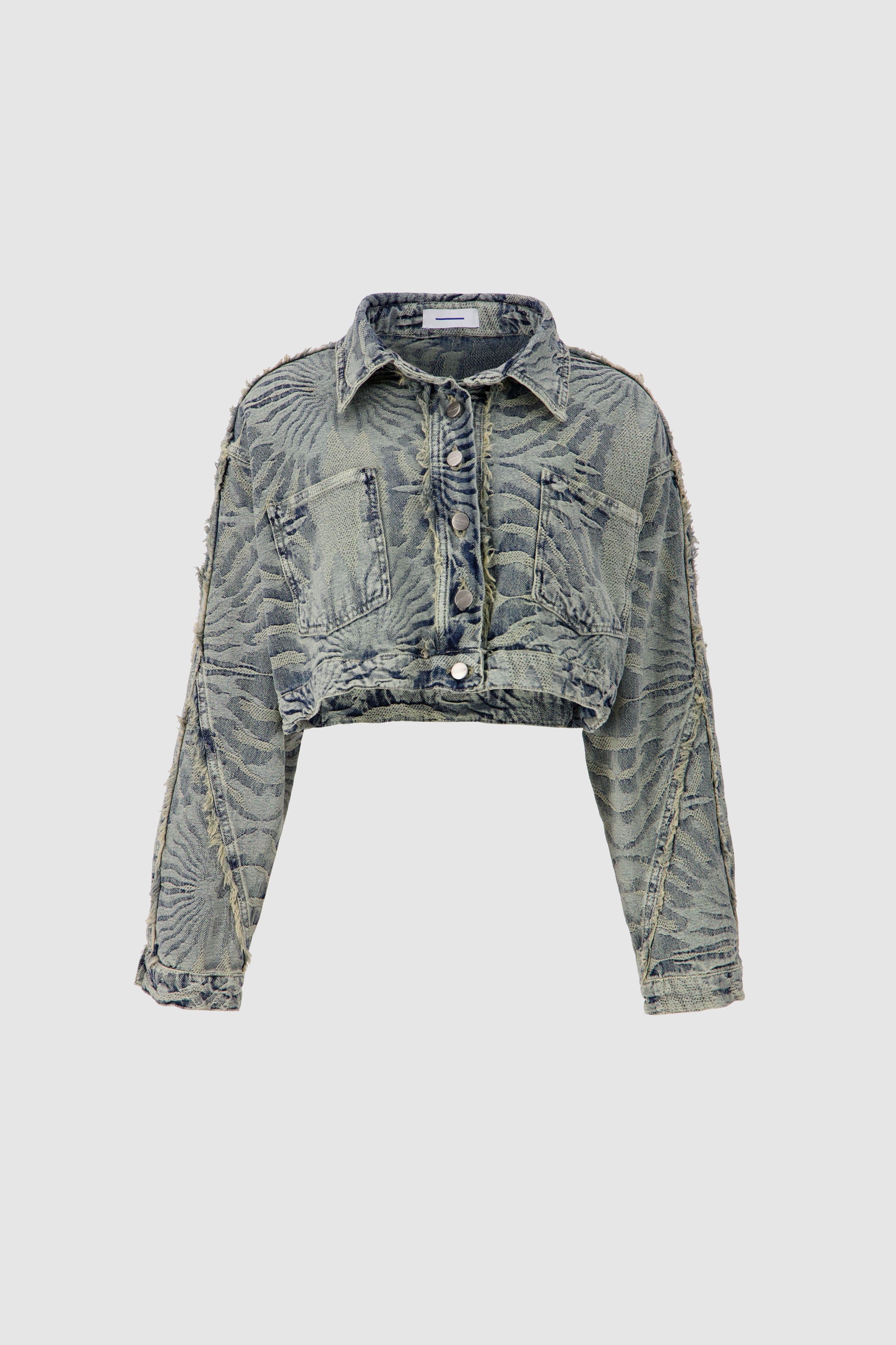 Fringed Jacquard Jacket  -Washed out