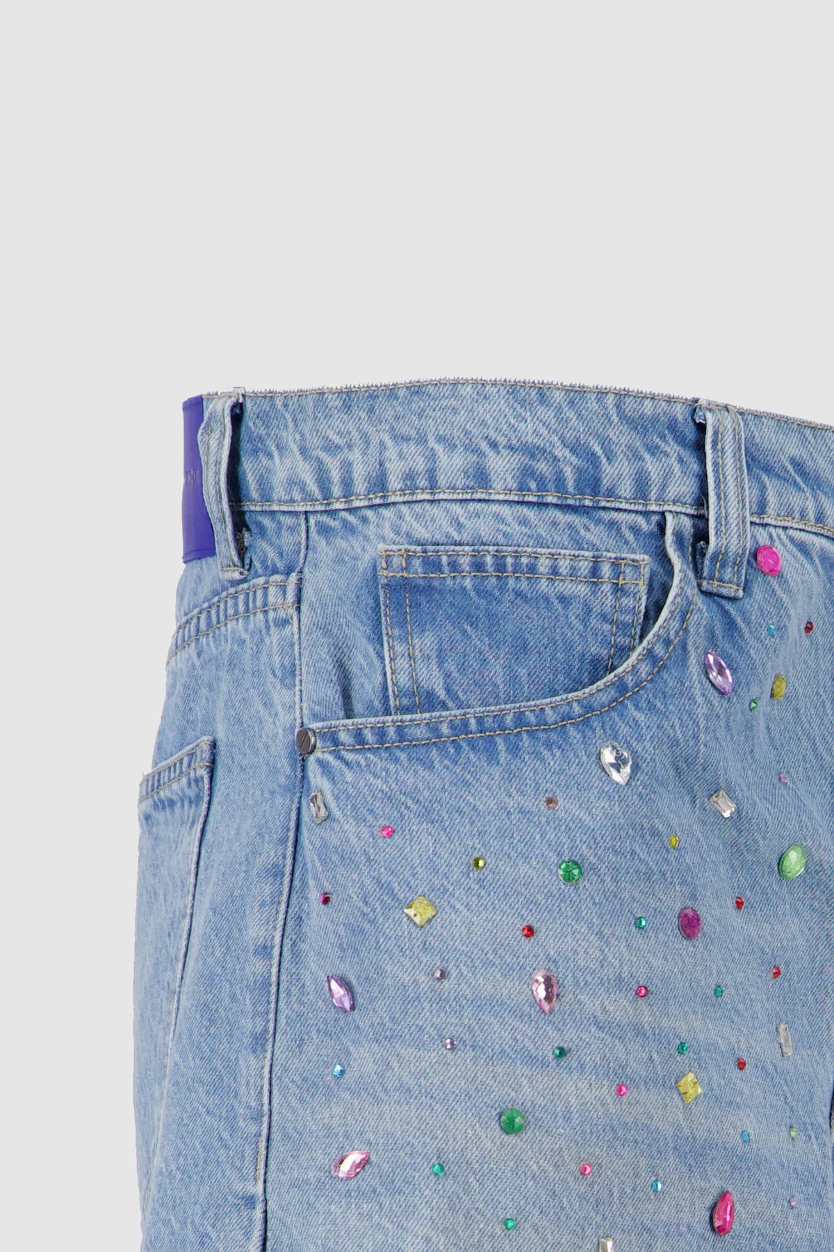 Be-Dazzled Vintage Cut Off Shorts -Sky Blue