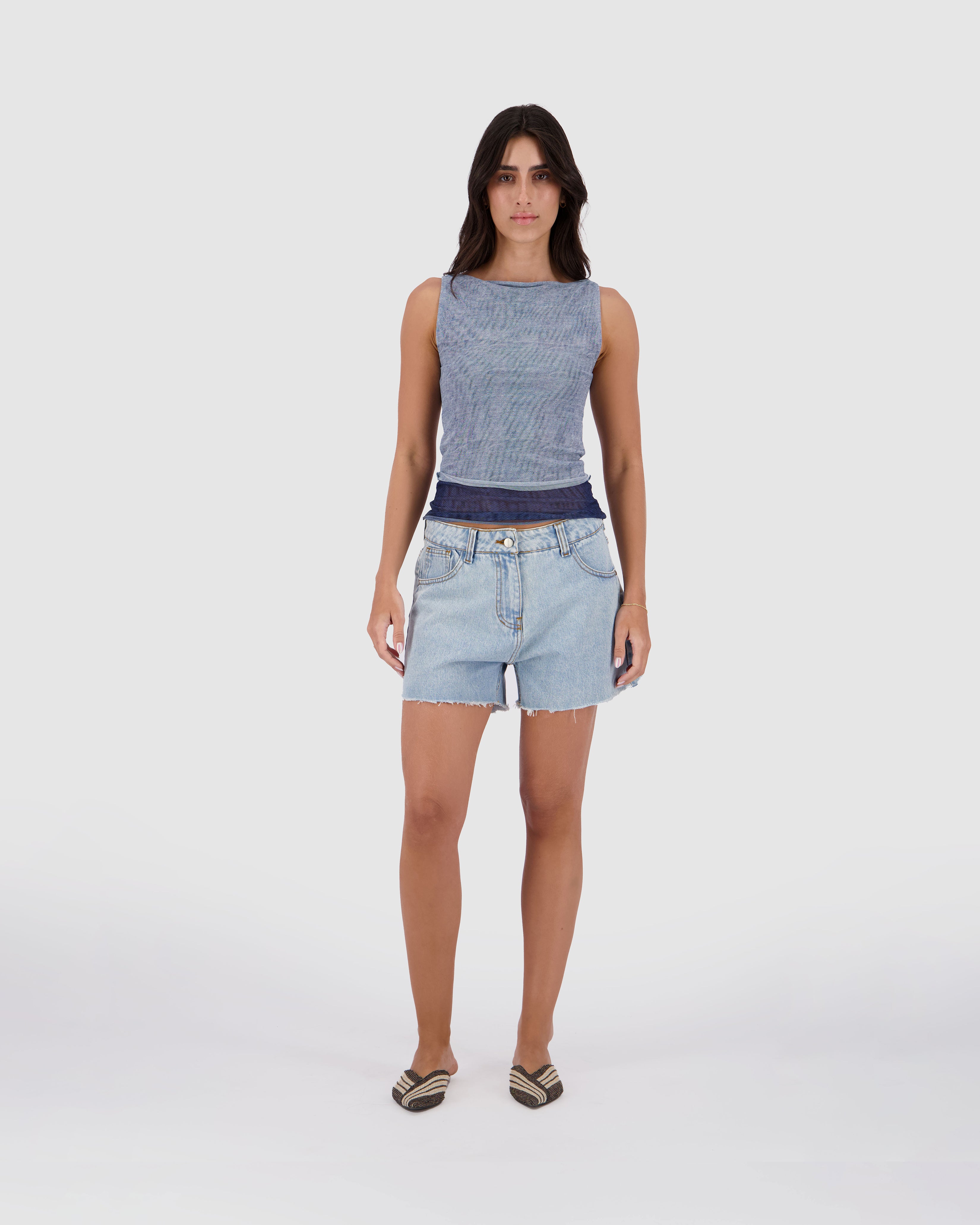 Cut Off Shorts -Sky Blue