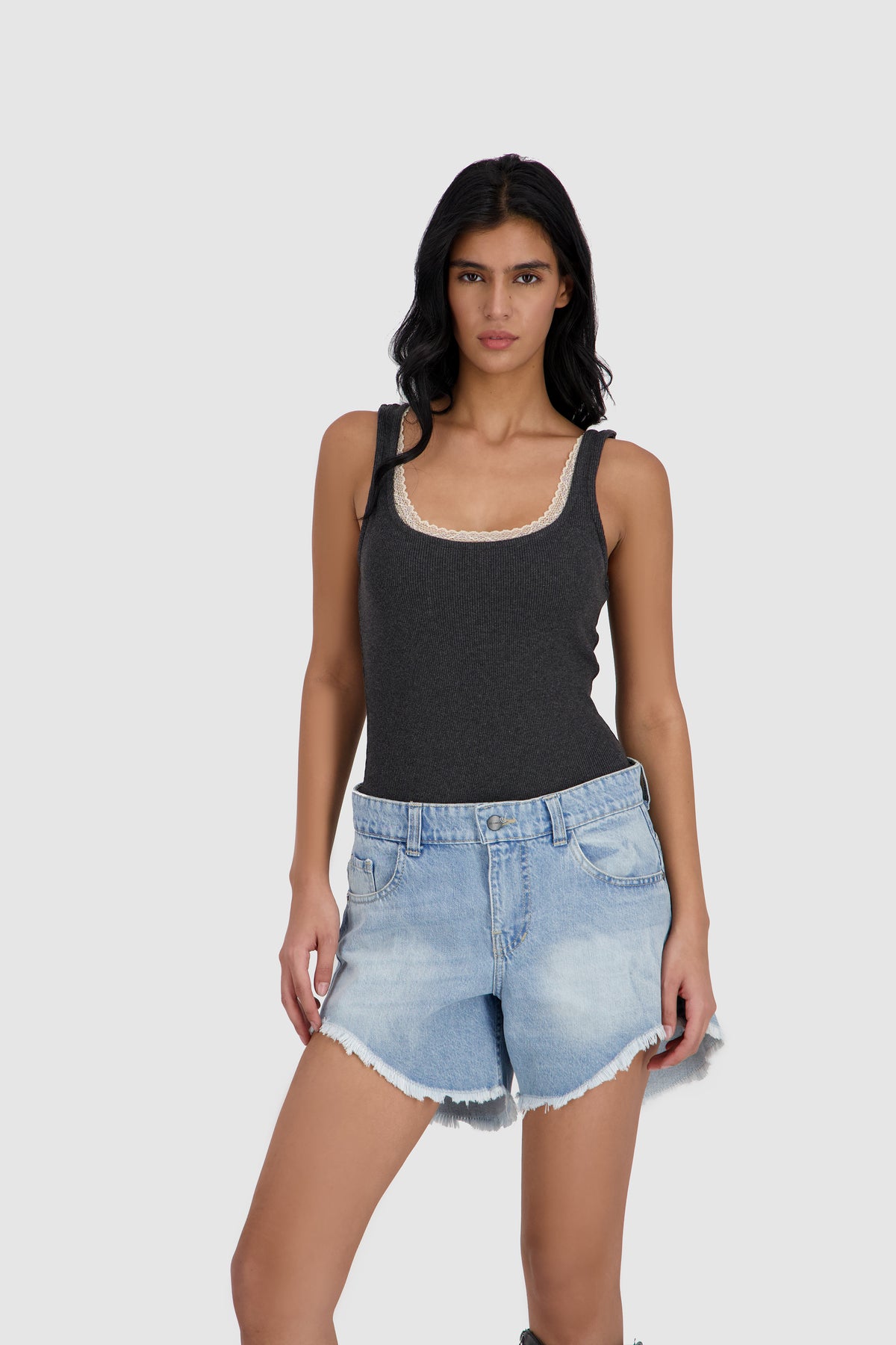 Fluffy Shorts -Medium Stone Blue
