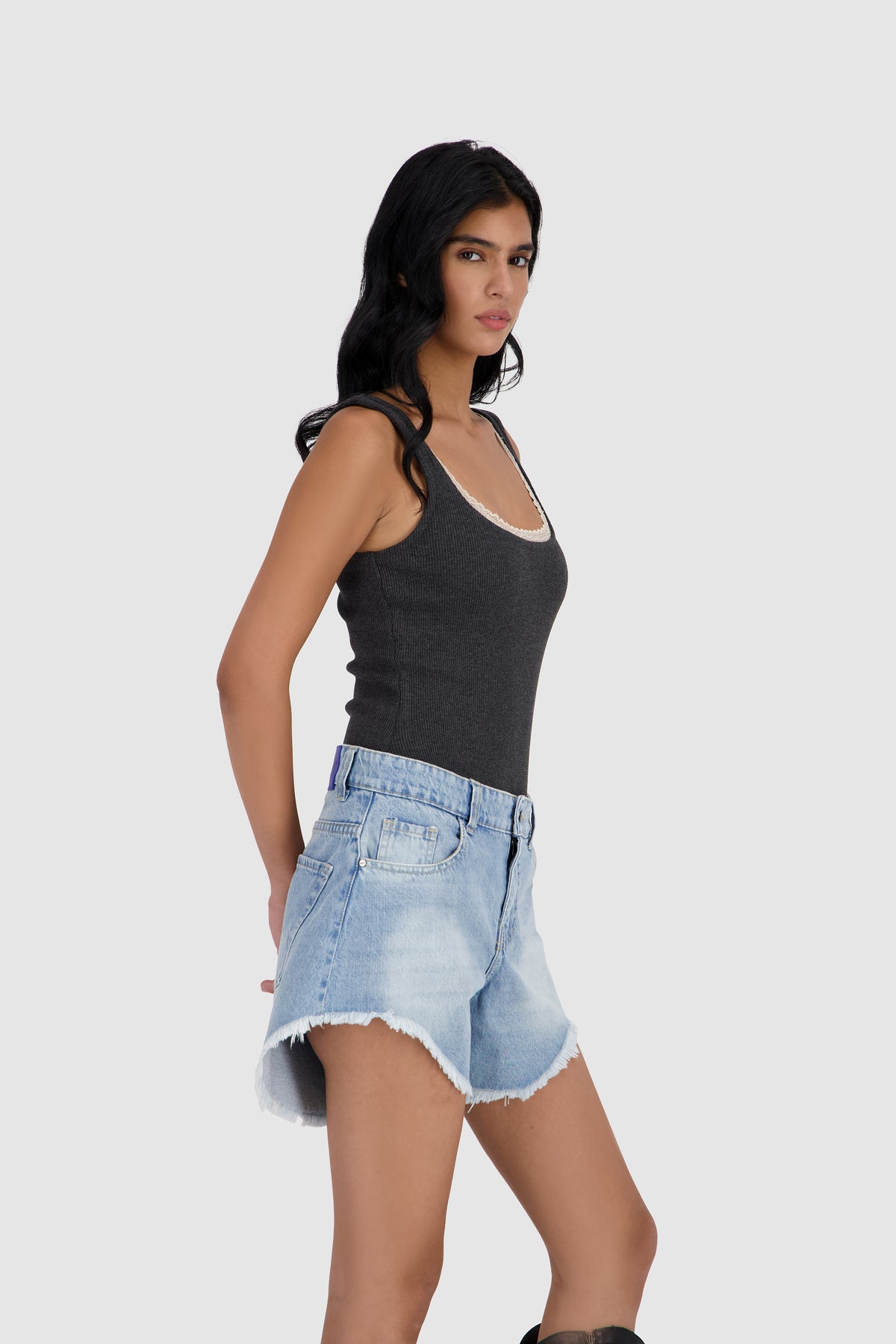 Fluffy Shorts -Medium Stone Blue