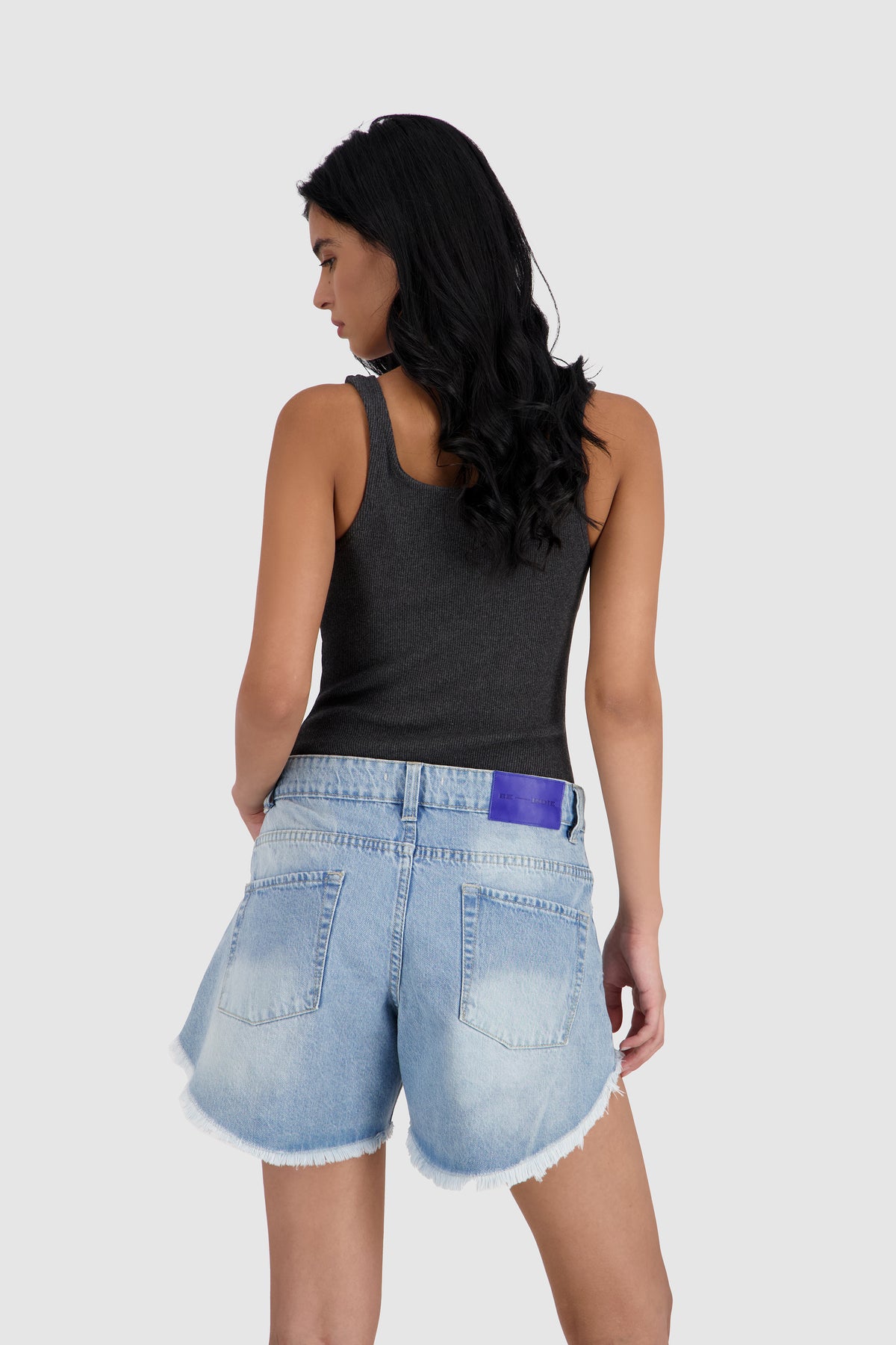 Fluffy Shorts -Medium Stone Blue