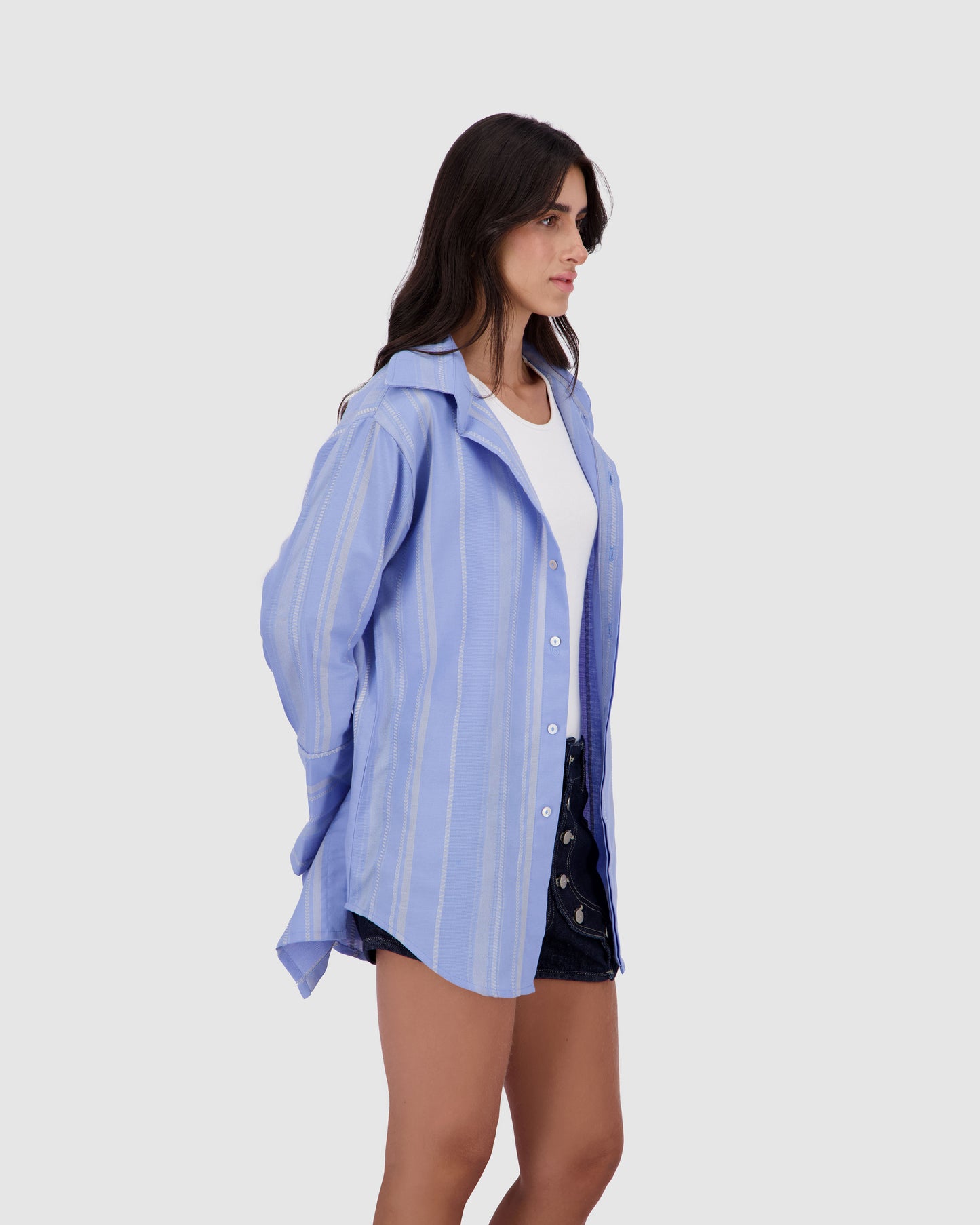 Beach Striped Bound Shirt -Blue x Beige