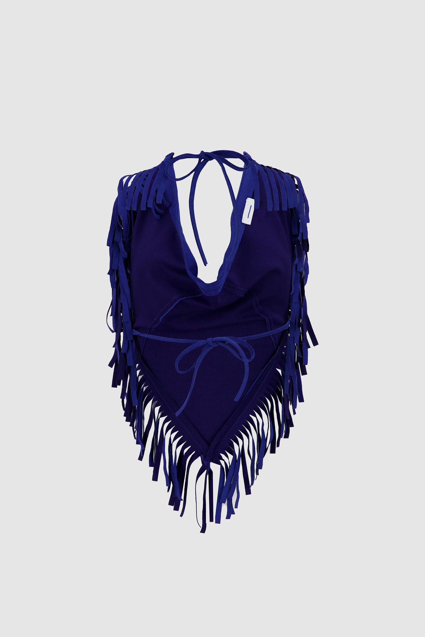 Suede Fringed Halter -Blue