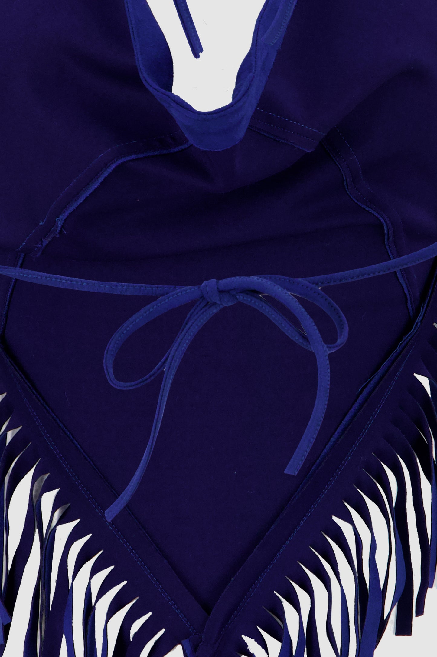 Suede Fringed Halter -Blue