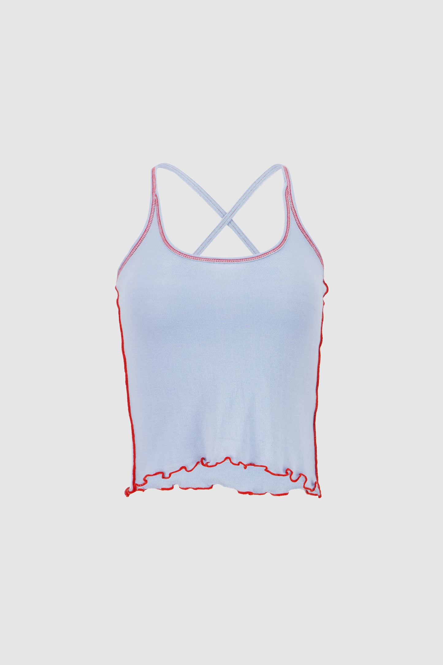 Stitch Knit Tank -Baby Blue x Valiant Red