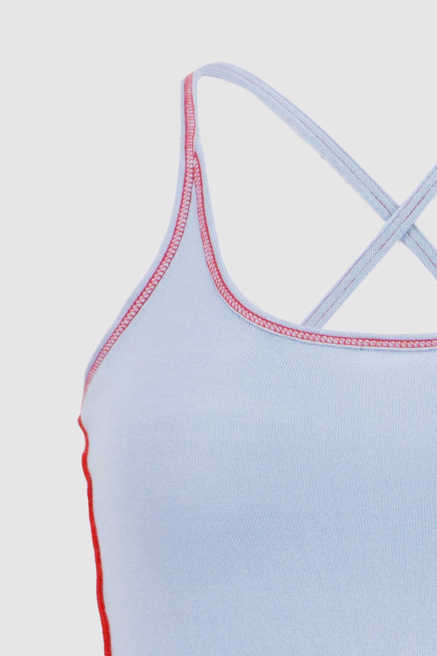 Stitch Knit Tank -Baby Blue x Valiant Red