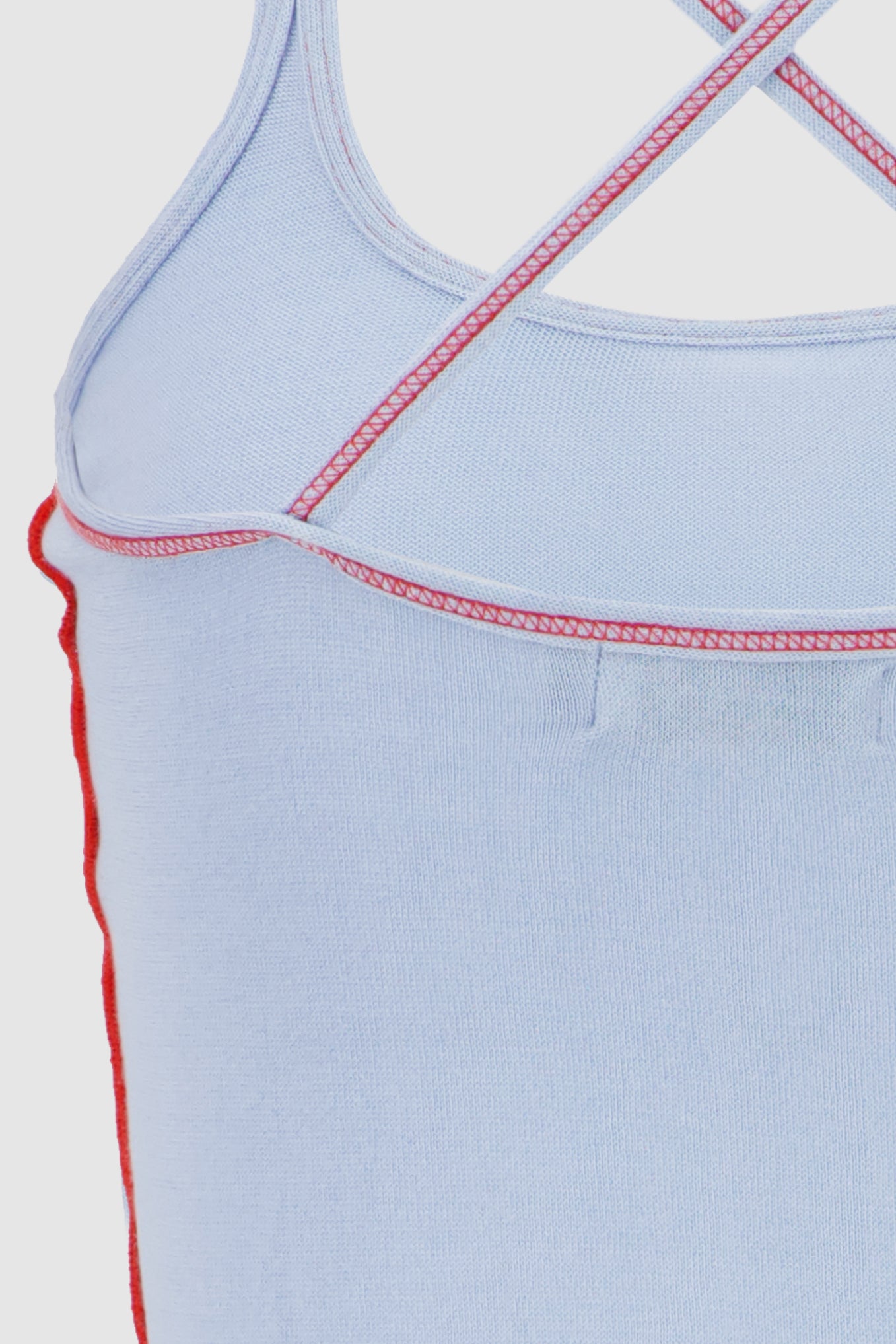 Stitch Knit Tank -Baby Blue x Valiant Red